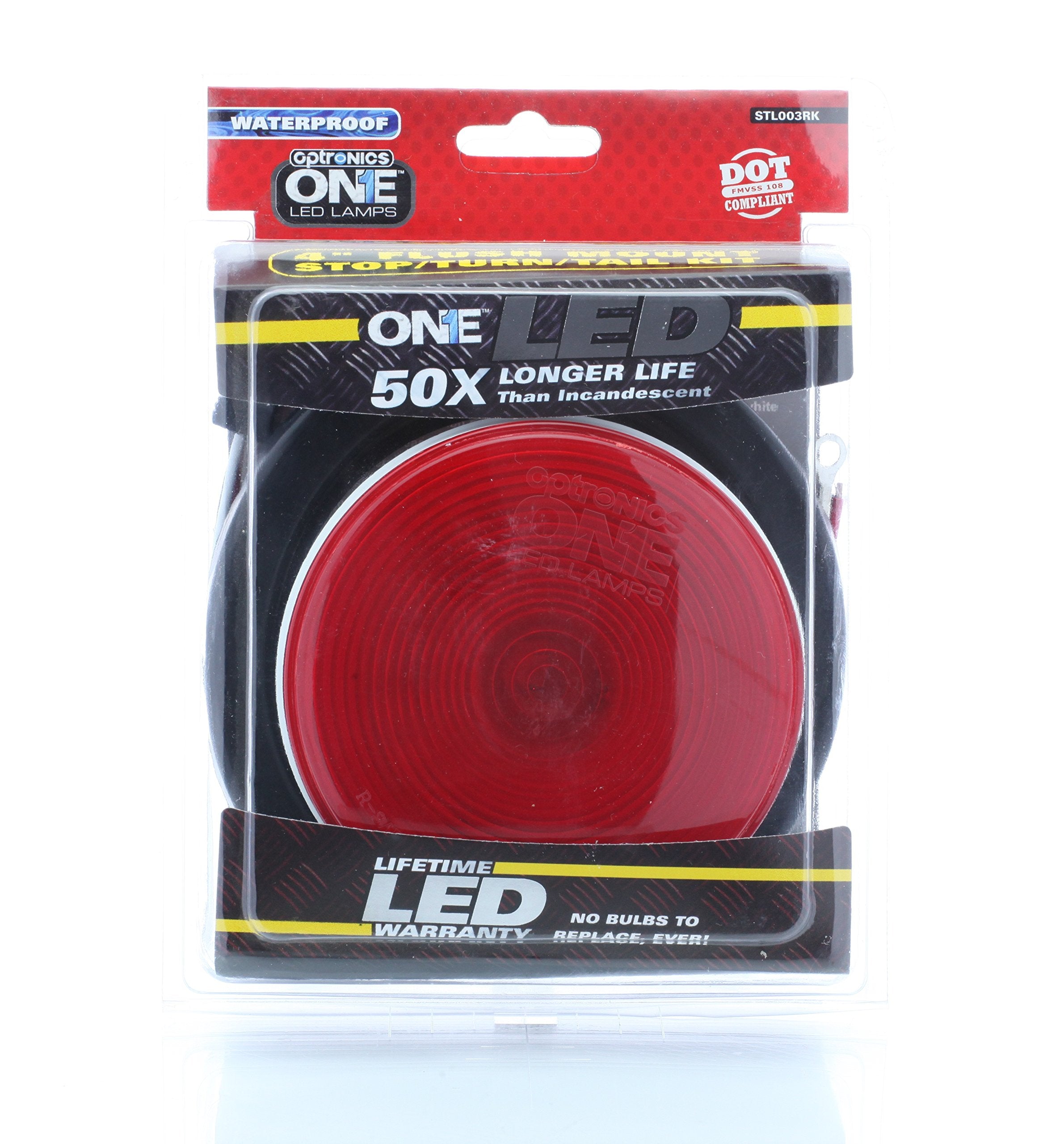 Optronics ONE STL003RK 4" Round LED Sealed Light Flange Mount Kit, Red