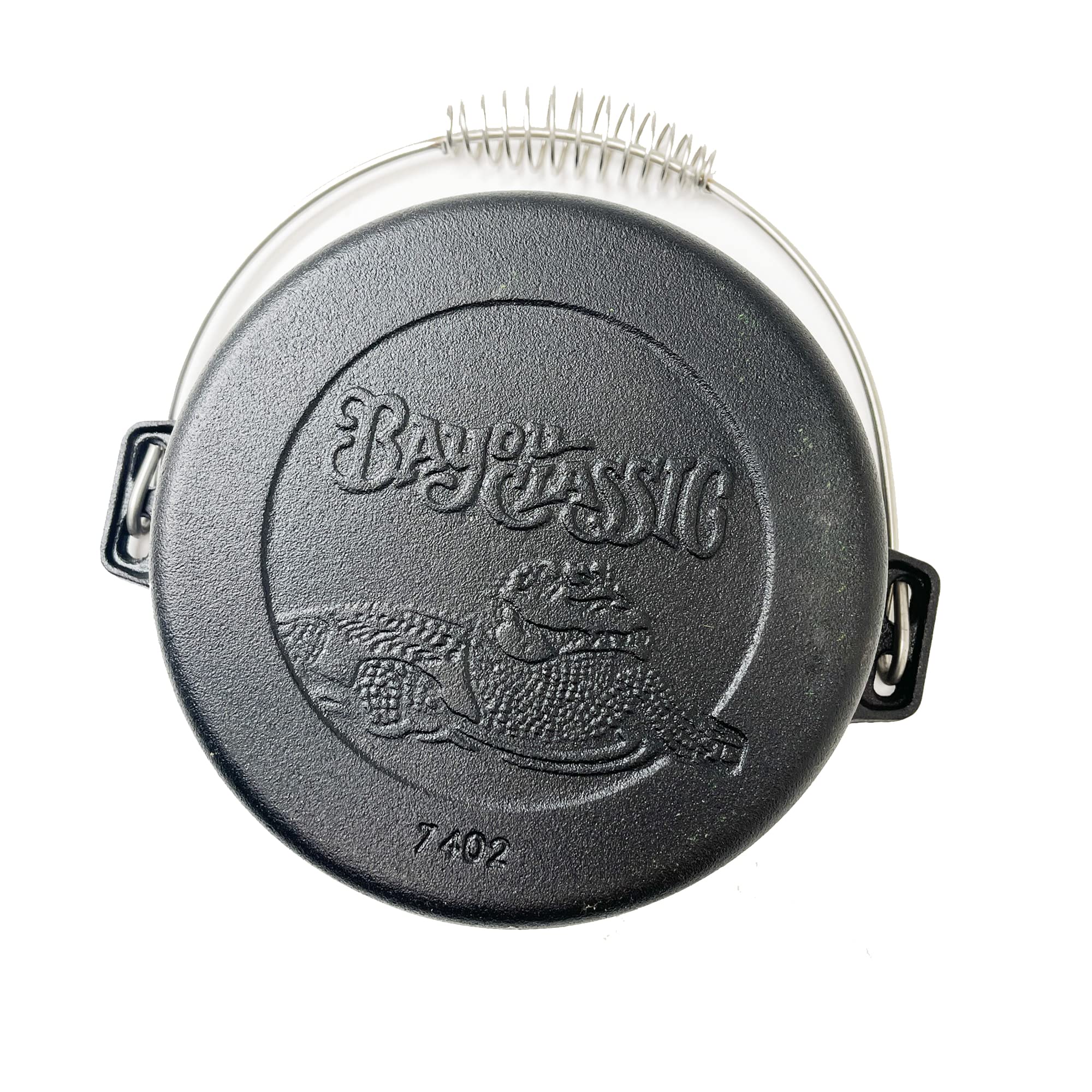 Bayou Classic 2-qt Cast Iron Dutch Oven Features Flanged Camp Lid Stainless Coil Wire Handle Grip Perfect To Use Over A Campfire To Prepare One-Pot Meals Bake Cornbread Biscuits or Cobbler