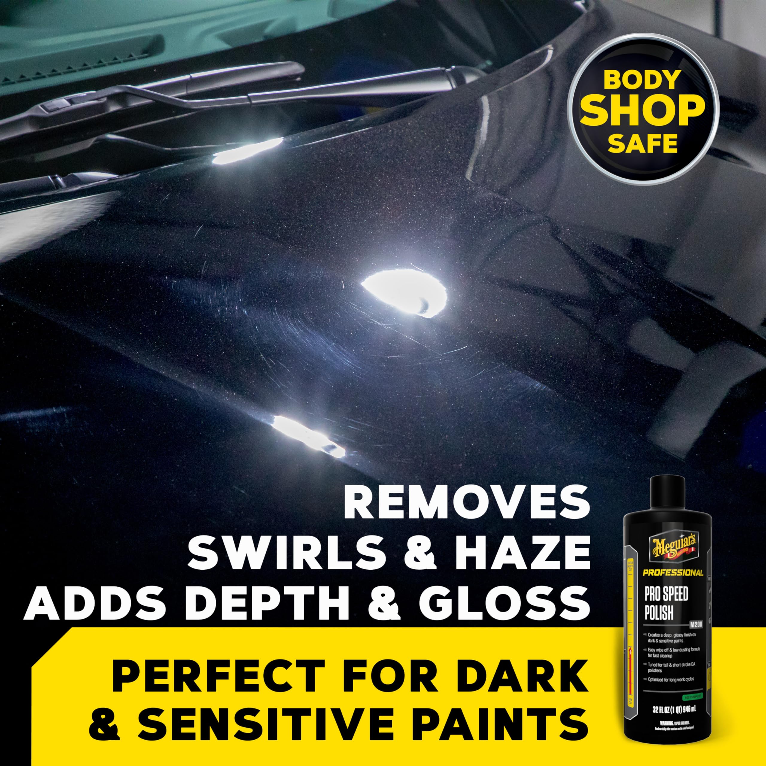 Meguiar's M200 Pro Speed Polish, User-Friendly Extremely Professional Car Polish for Light Defect Removal, Easy Polishing While Creating a High-Gloss Finish to Make Your Car Shine, 32 Oz