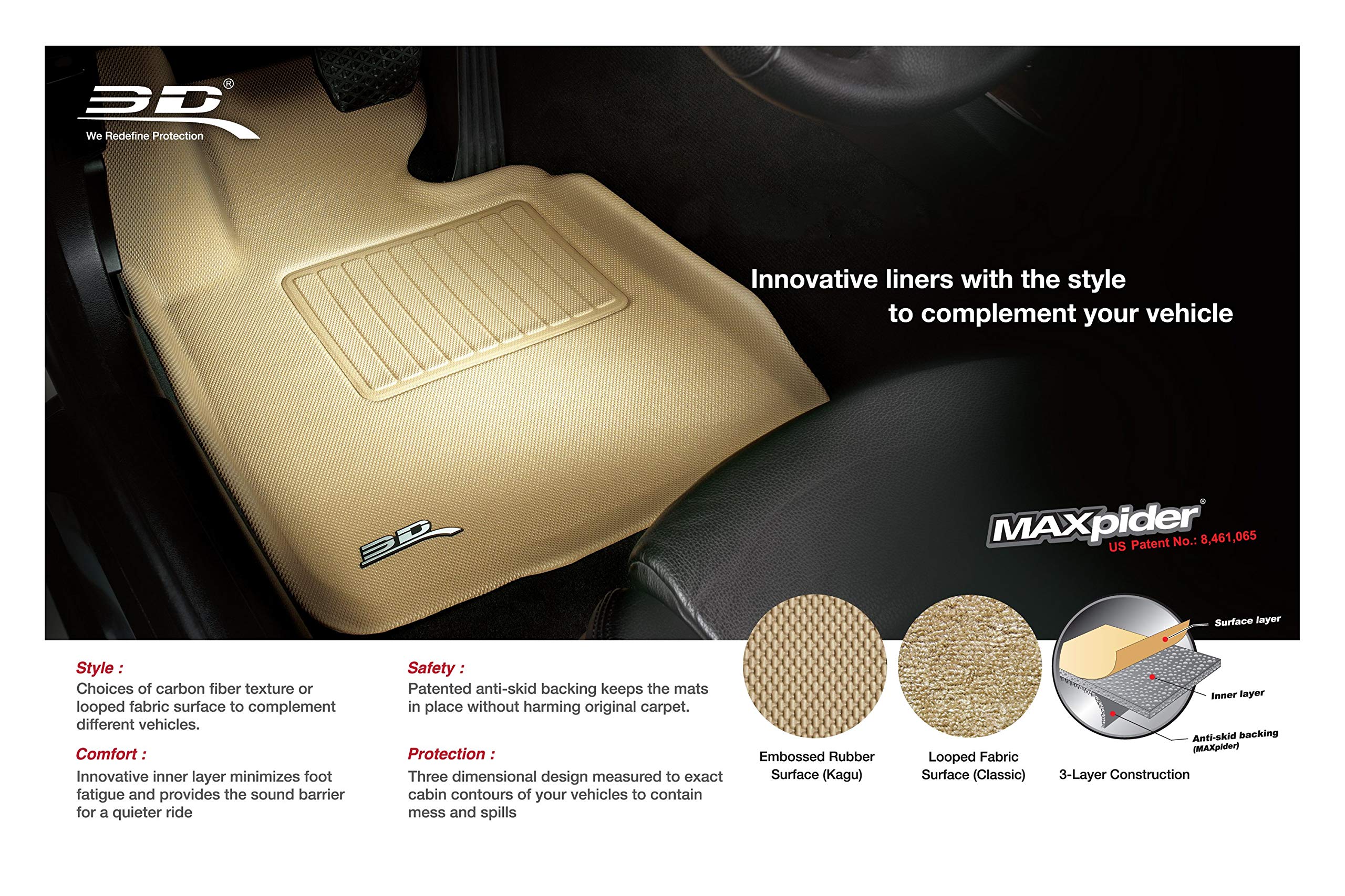 Kagu 3D MAXpider Custom Fit Floor Mat (Black) Compatible with Mercedes-Benz Gle-Class Coupe (C167) / Amg Gle53 Coupe 2021-2026 - Second Row