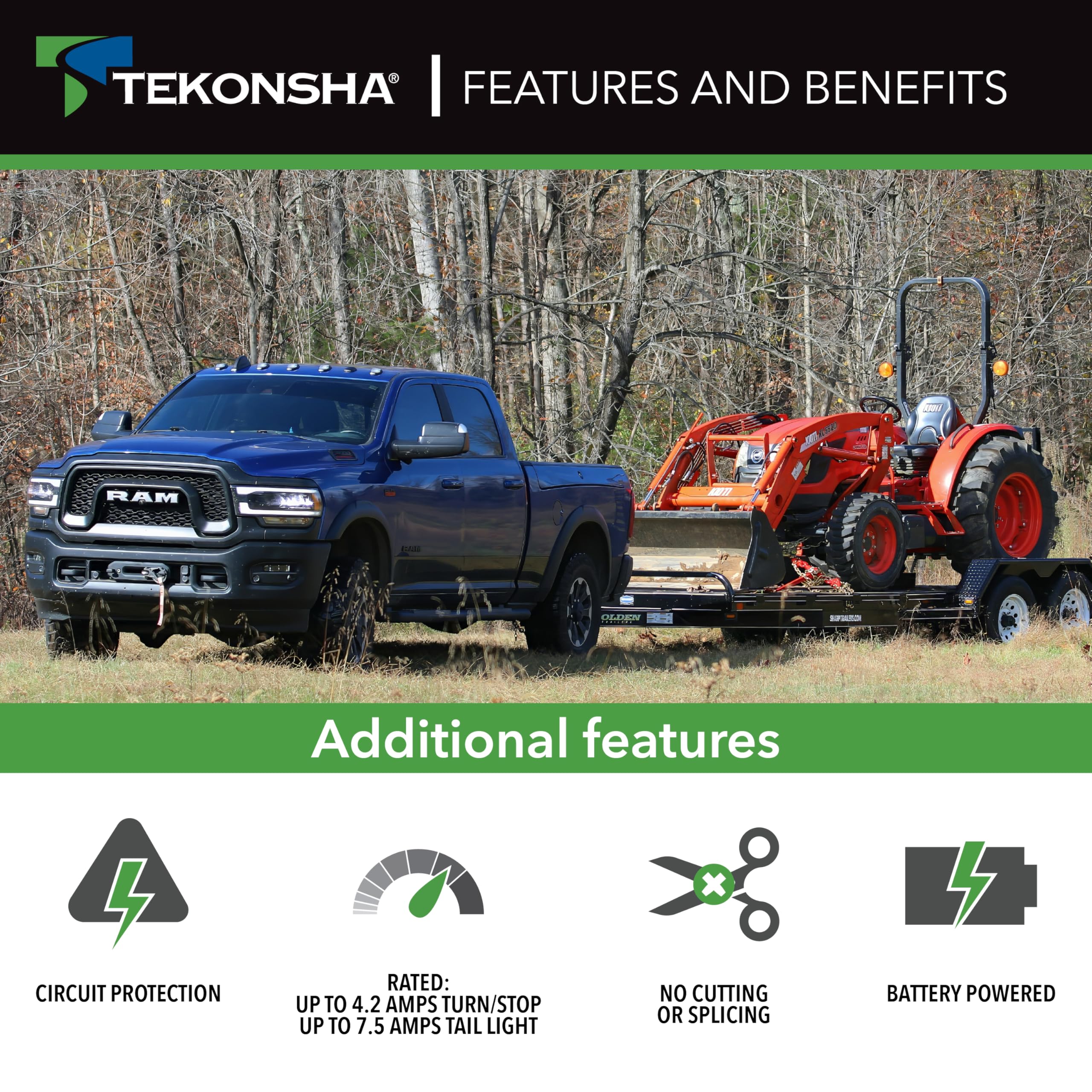 Tekonsha ModuLite HD Plus Protector 119191 w/Integrated Circuit & Overload Protection Trailer Light Power Module & Installation Kit, Can be used on a 2 wire or 3 wire system