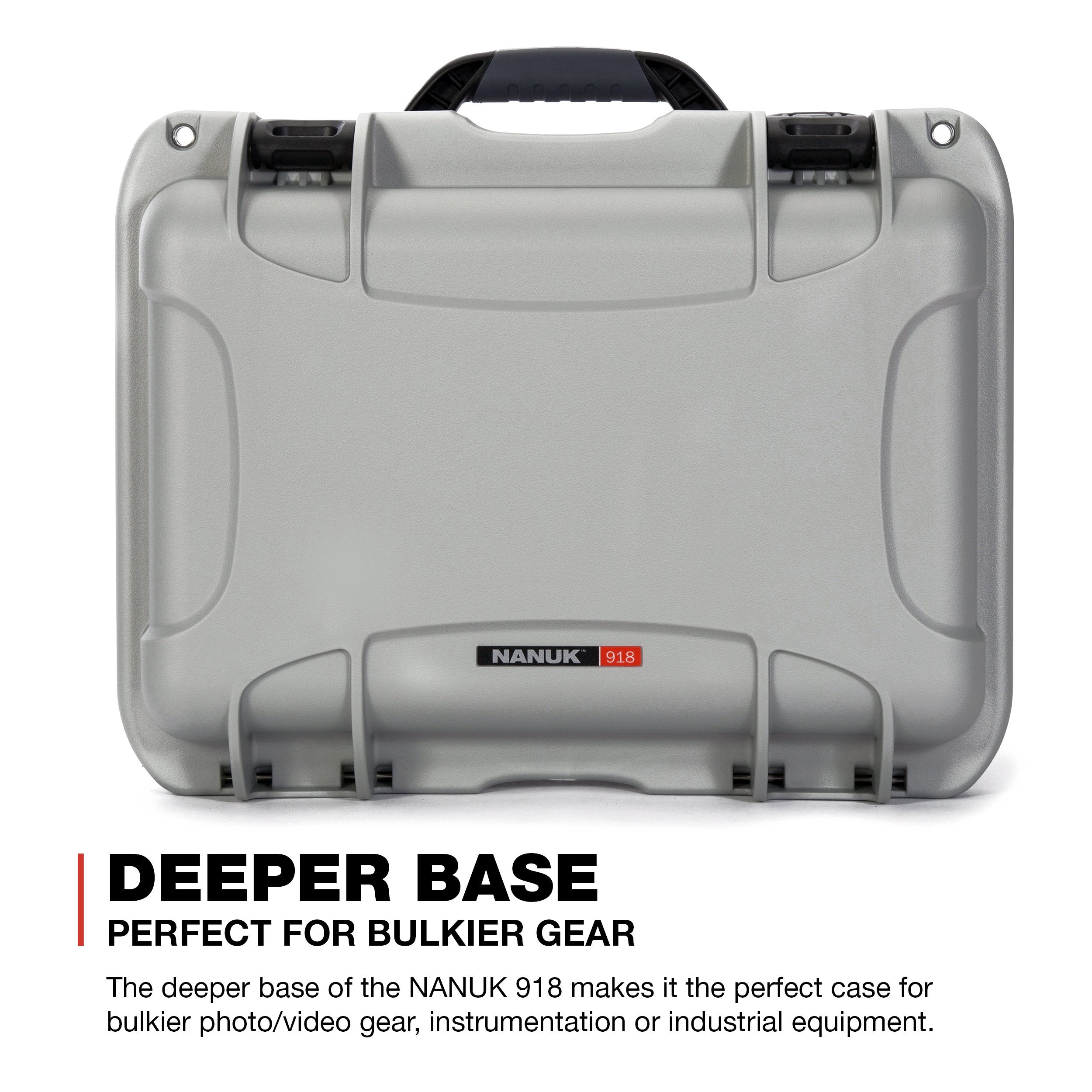 Waterproof Nanuk 918 Hard Case with Lid Organizer and Padded Divider - Silver