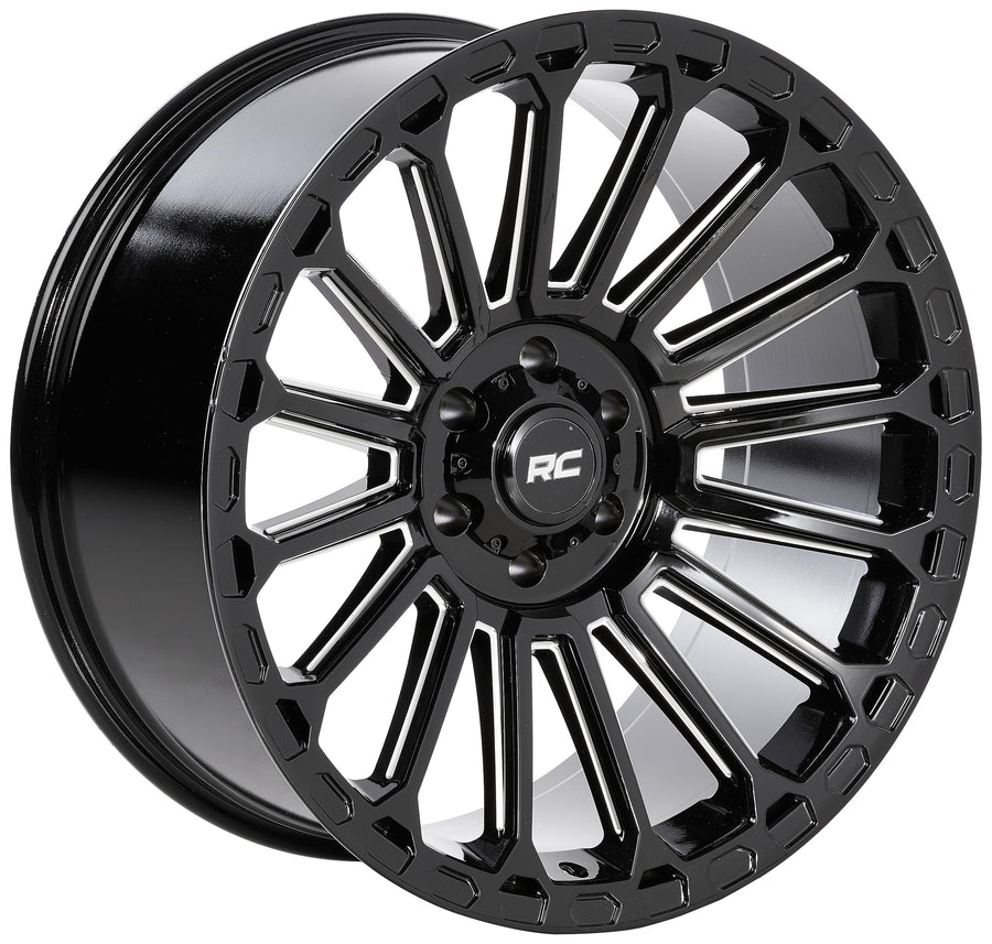 22x10 Rough Country One-Piece Aluminum Wheel - 6x5.5 Bolt Pattern, 25mm Offset, Gloss Black