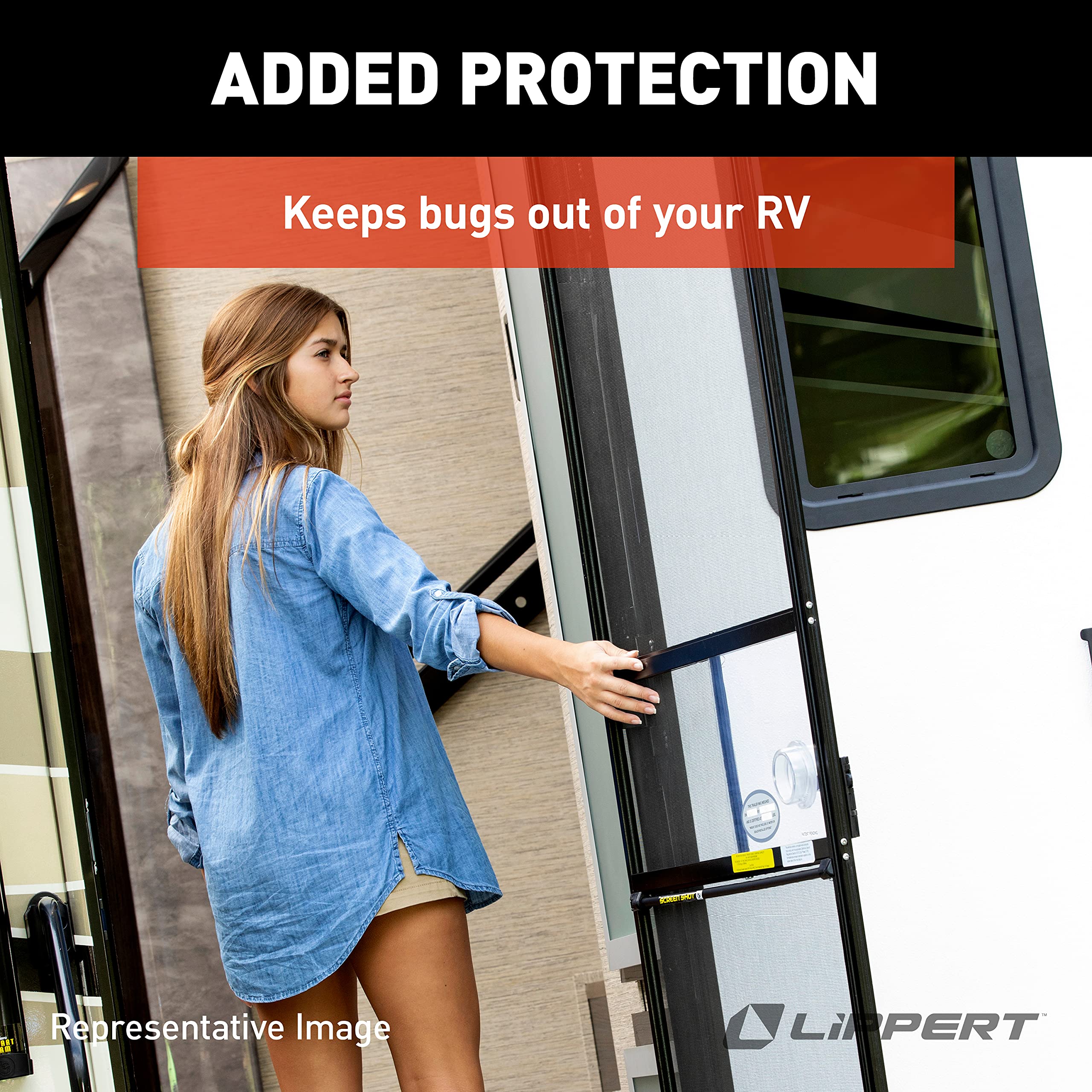 Lippert 22" Screen Shot Automatic RV Screen Door Closer for Pest Protection in 5th Wheels and Travel Trailers, Easy Installation - 730811