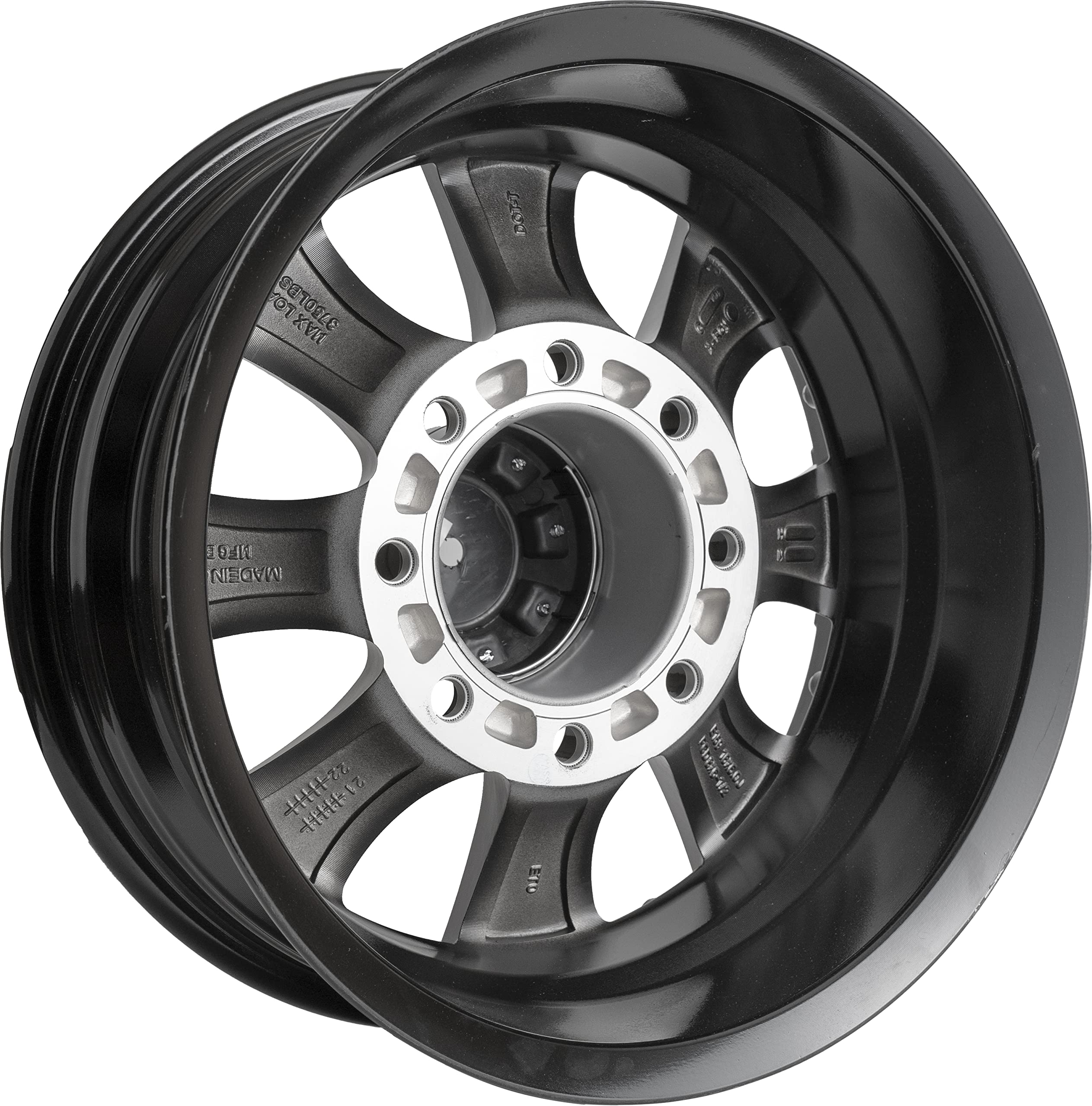 16X6 ALUM TRLR WHEEL 8X6.5 FULL PAINT BLK 4.25CB 0OS 3750LCC