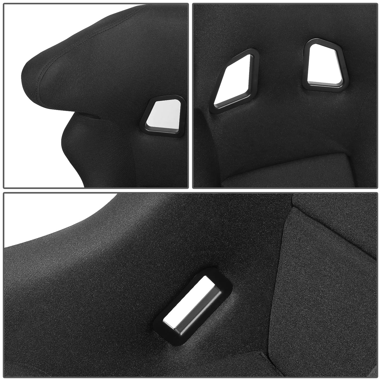 NRG Innovations Arrow Embroidery NRG-FRP-600WT Fixed Back Bucket Racing Seat With Side Mount Brackets,White Fiberglass Shell/Black Fabric Seat Cover, 34.5" H X 24" W X 21" D