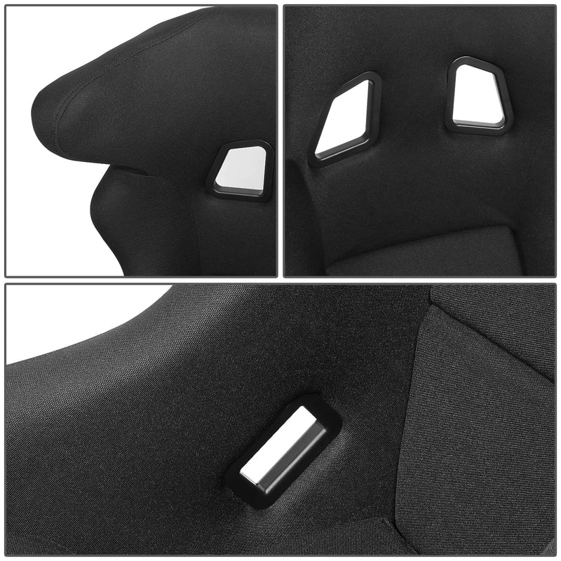NRG Innovations Arrow Embroidery NRG-FRP-600WT Fixed Back Bucket Racing Seat With Side Mount Brackets,White Fiberglass Shell/Black Fabric Seat Cover, 34.5" H X 24" W X 21" D