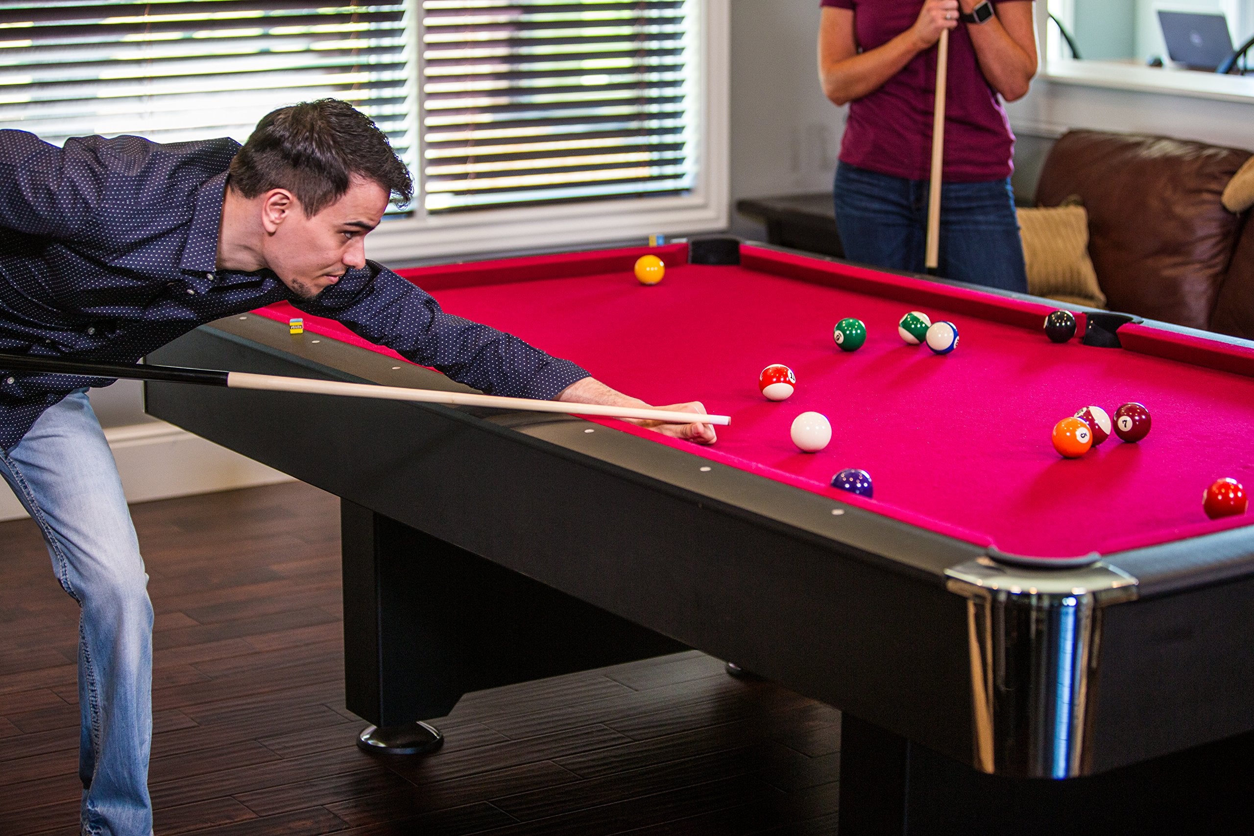 Donovan II Mizerak 8' Billiard Table with 2 Cues, Set of Billiard Balls, Triangle Brush and 2 Chalk