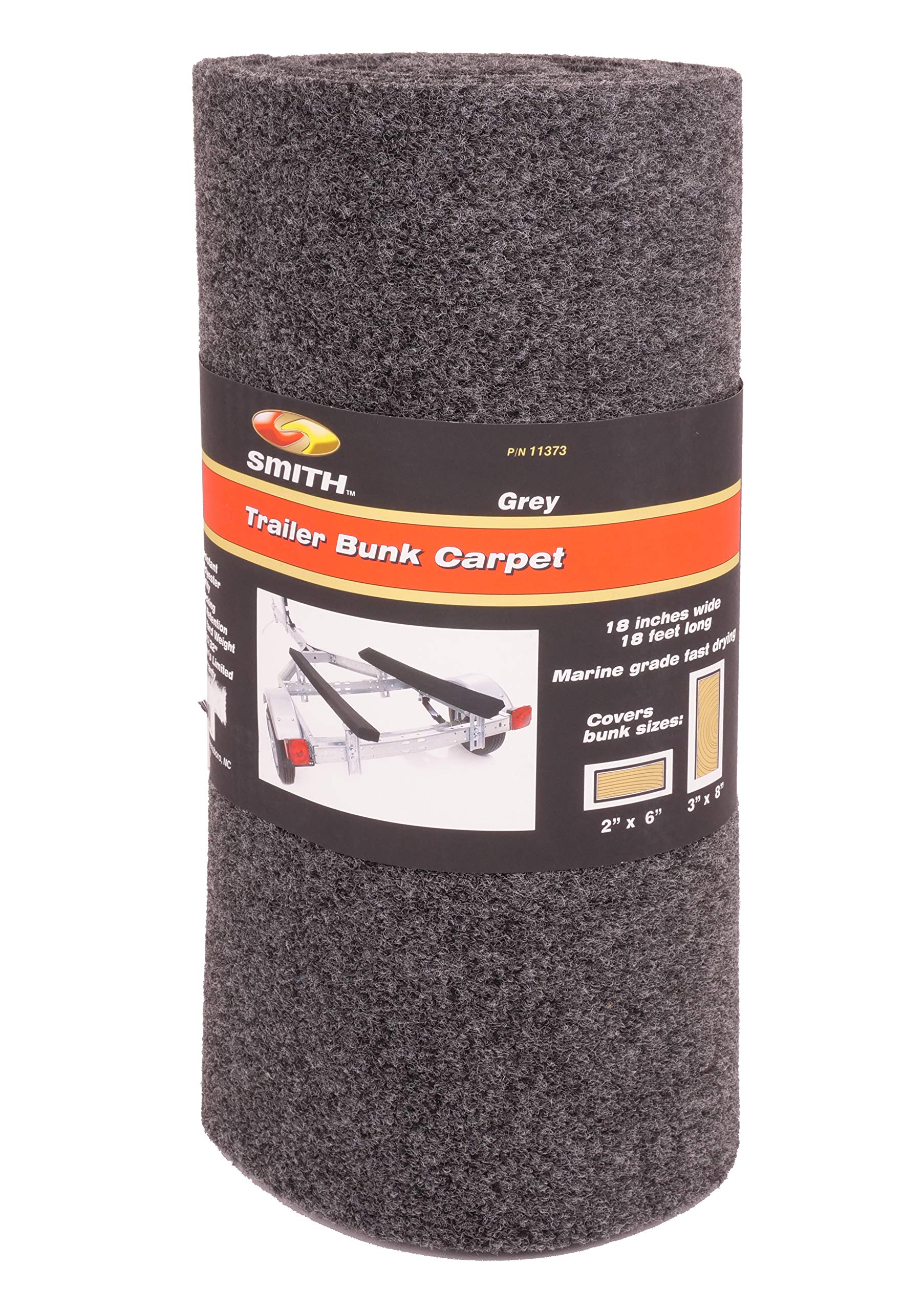 Trailer Roll Carpet - CE Smith - Boat & Trailer Accessories & Replacement Part - 18” x 18’ - Grey (11373)