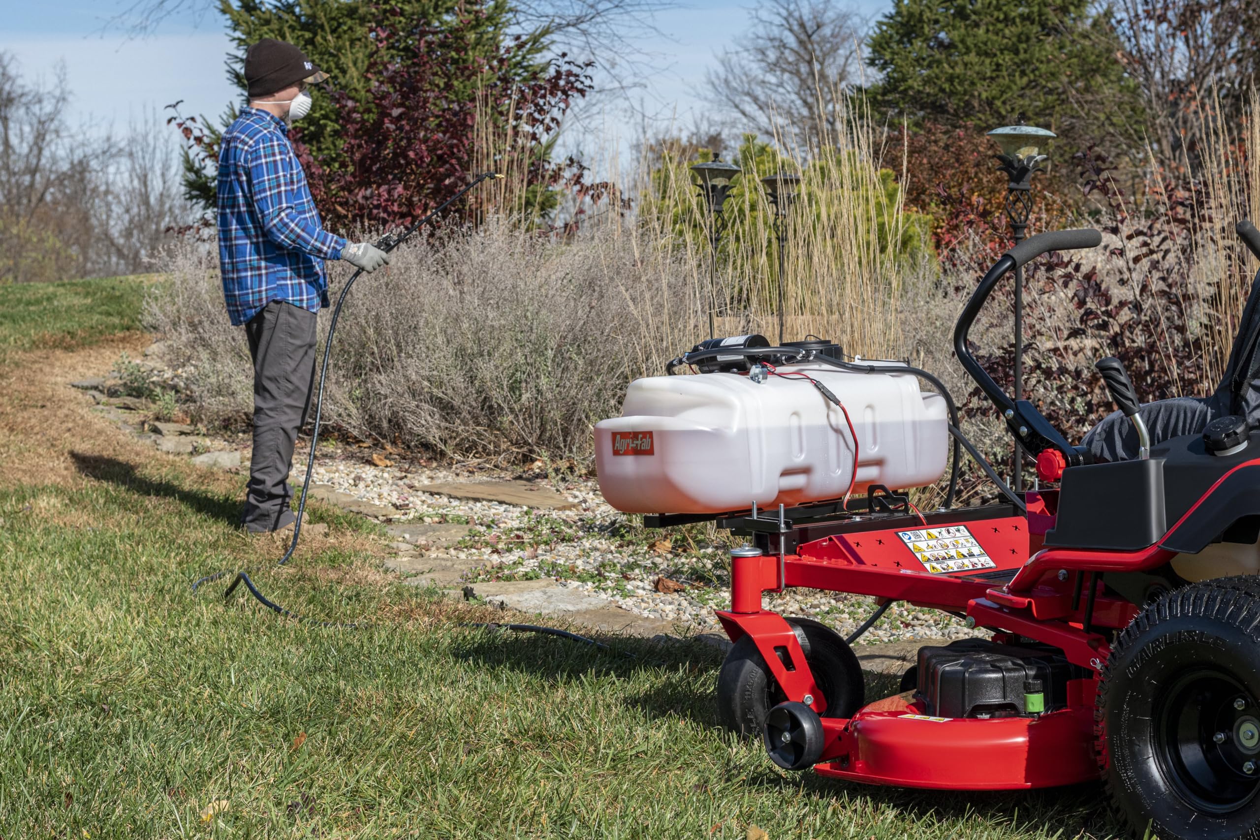 Zero Turn Agri-Fab 45-0628 Riding Lawn Mower Sprayer with Boom and Spray Wand 15 - Gallon Capacity Tank, 2.2 GPM, 100 PSI Sprayer Pump, Universal Design fits Many Zero Turn Brands