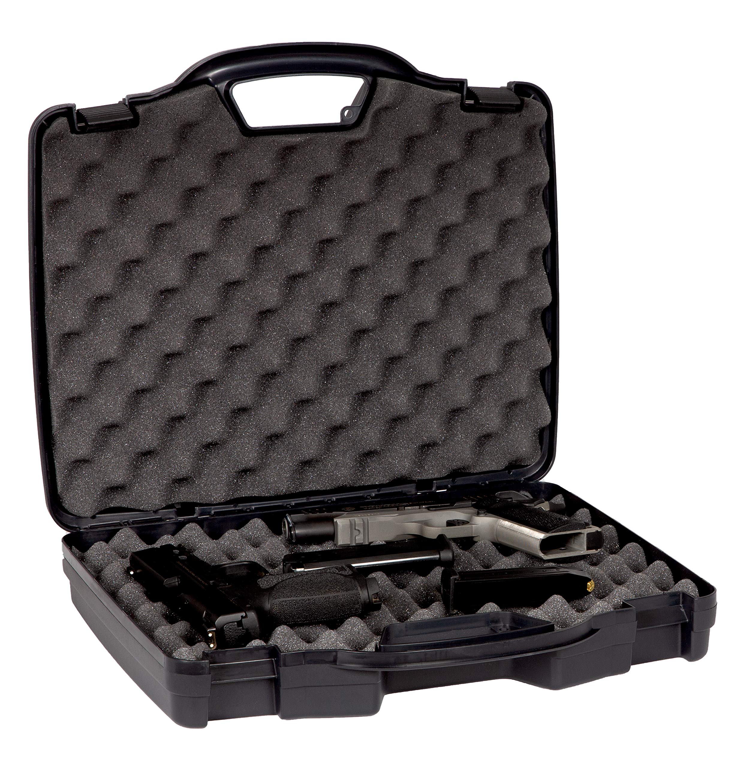 Plano Two Pistol Protector Series Case, Gun Protector with Lockable Latches and Padlock Tabs for Secure Travel, High Density Interlocking Foam,Black