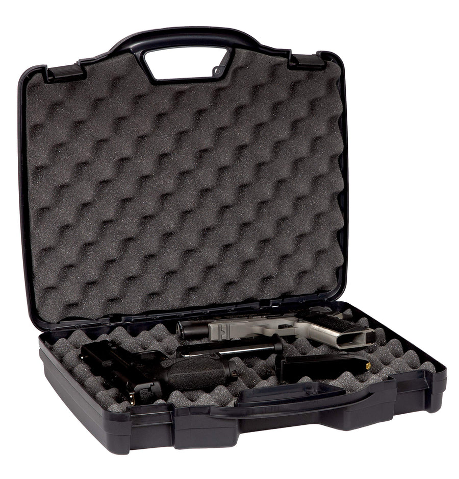 Plano Two Pistol Protector Series Case, Gun Protector with Lockable Latches and Padlock Tabs for Secure Travel, High Density Interlocking Foam,Black