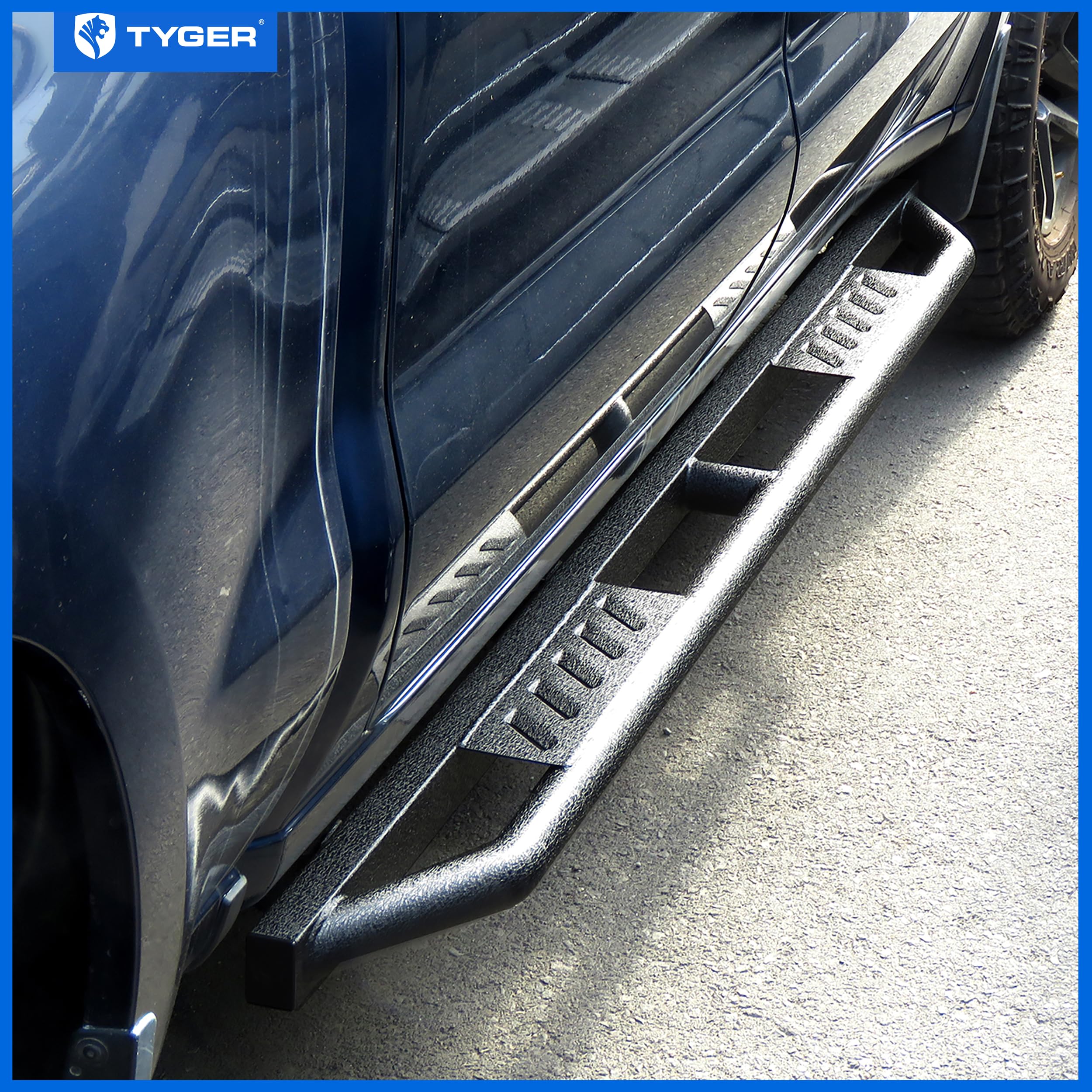 Tyger Auto Trax Side Steps Compatible with 2019-2026 GMC Sierra Chevy Silverado 1500; 2020-2026 2500 3500HD | Crew Cab | TG-TX7C29758 | Textured Black Rail Running Board