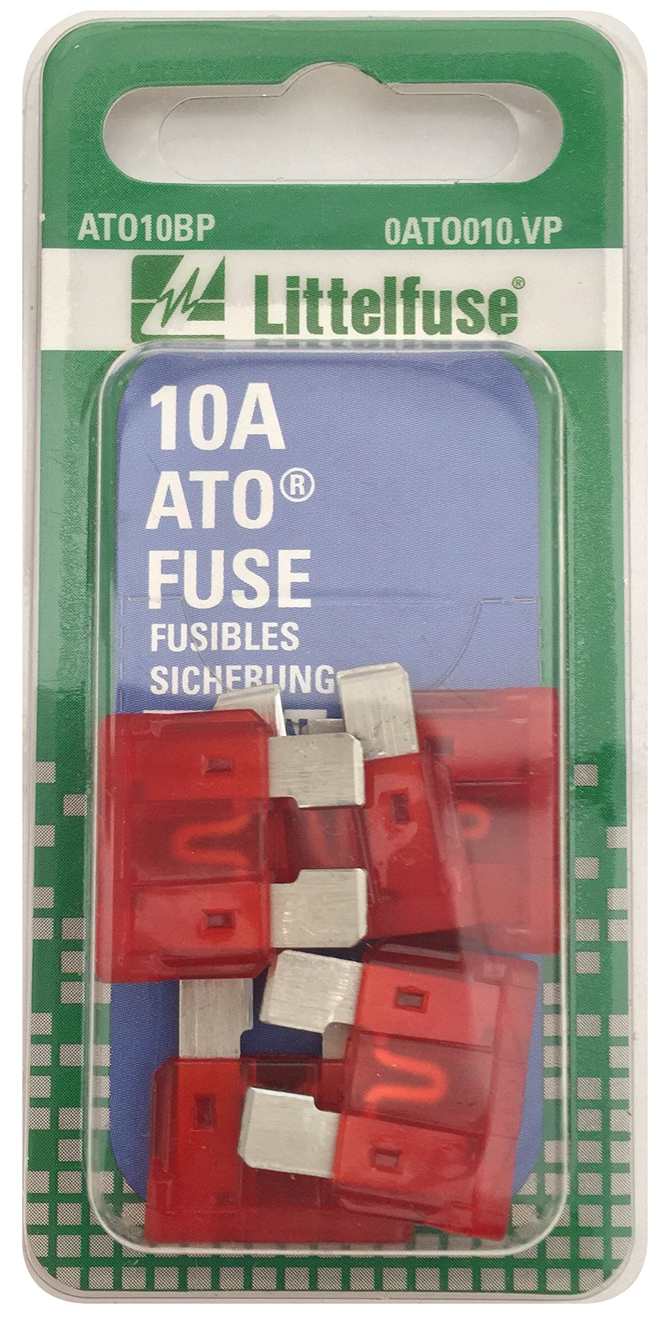 Littelfuse ATO 0ATO010.VP 32 Volt 10 Amp Carded Fuse, (Pack of 5)