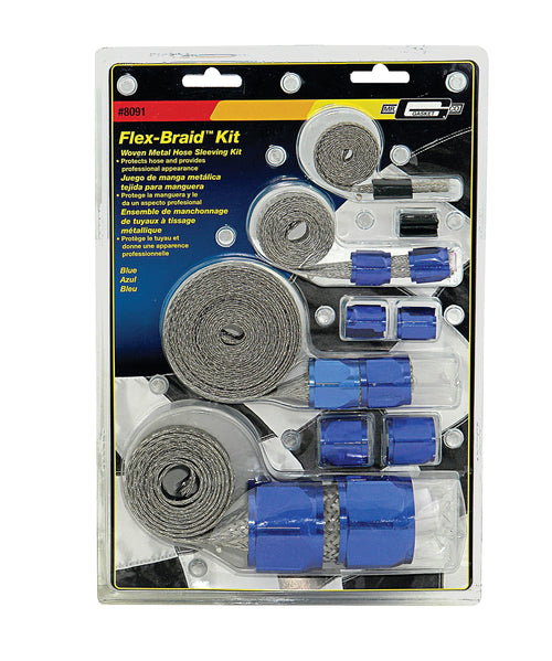 Braided Hose Sleeve Kit-Blu Mr. Gasket, Blue, 0.250 in.