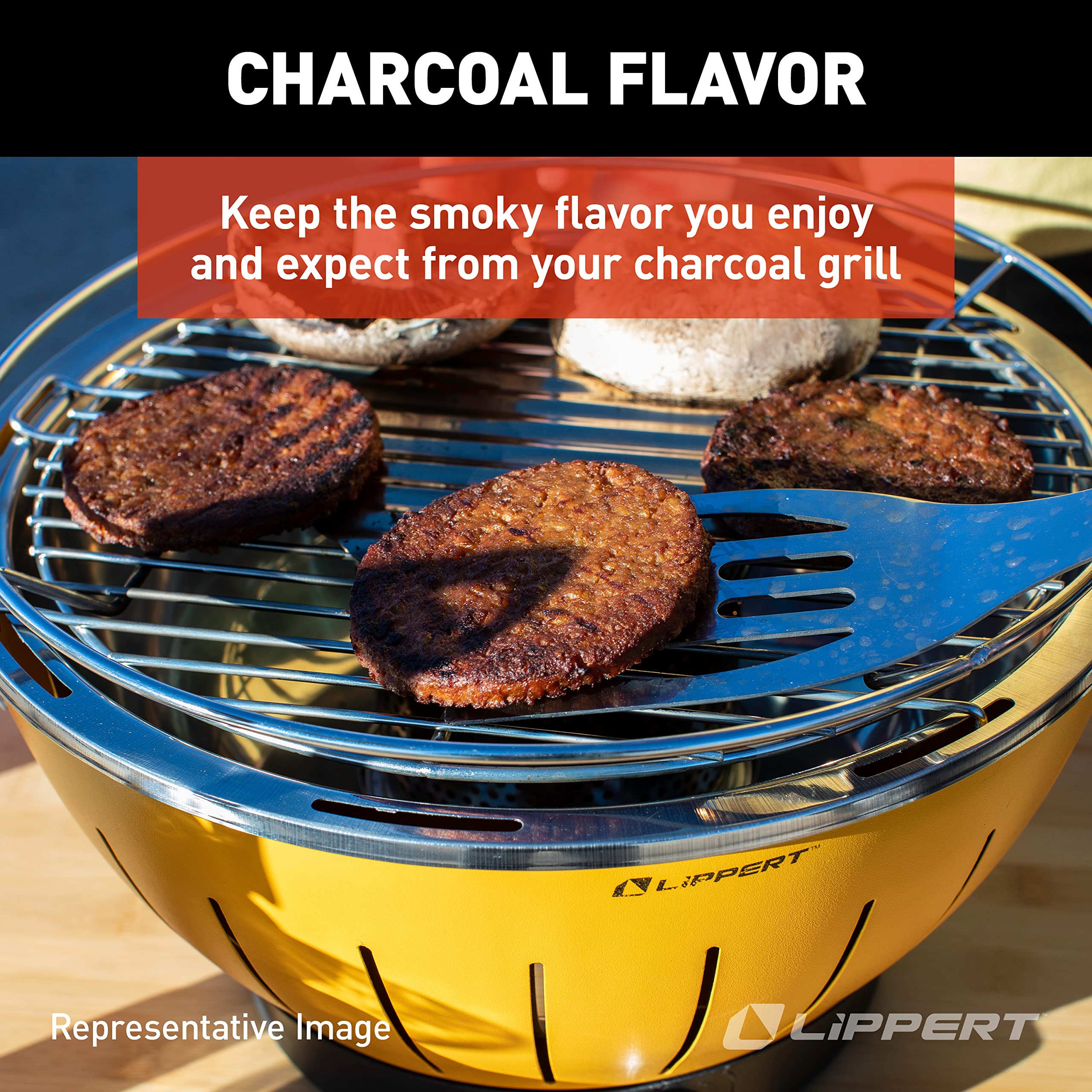 Lippert Portable Grill Odyssey - Compact and Versatile Charcoal Grill for Camping, Tailgating, and Outdoor Cooking - Lightweight and Durable Design with Large Cooking Surface - Green