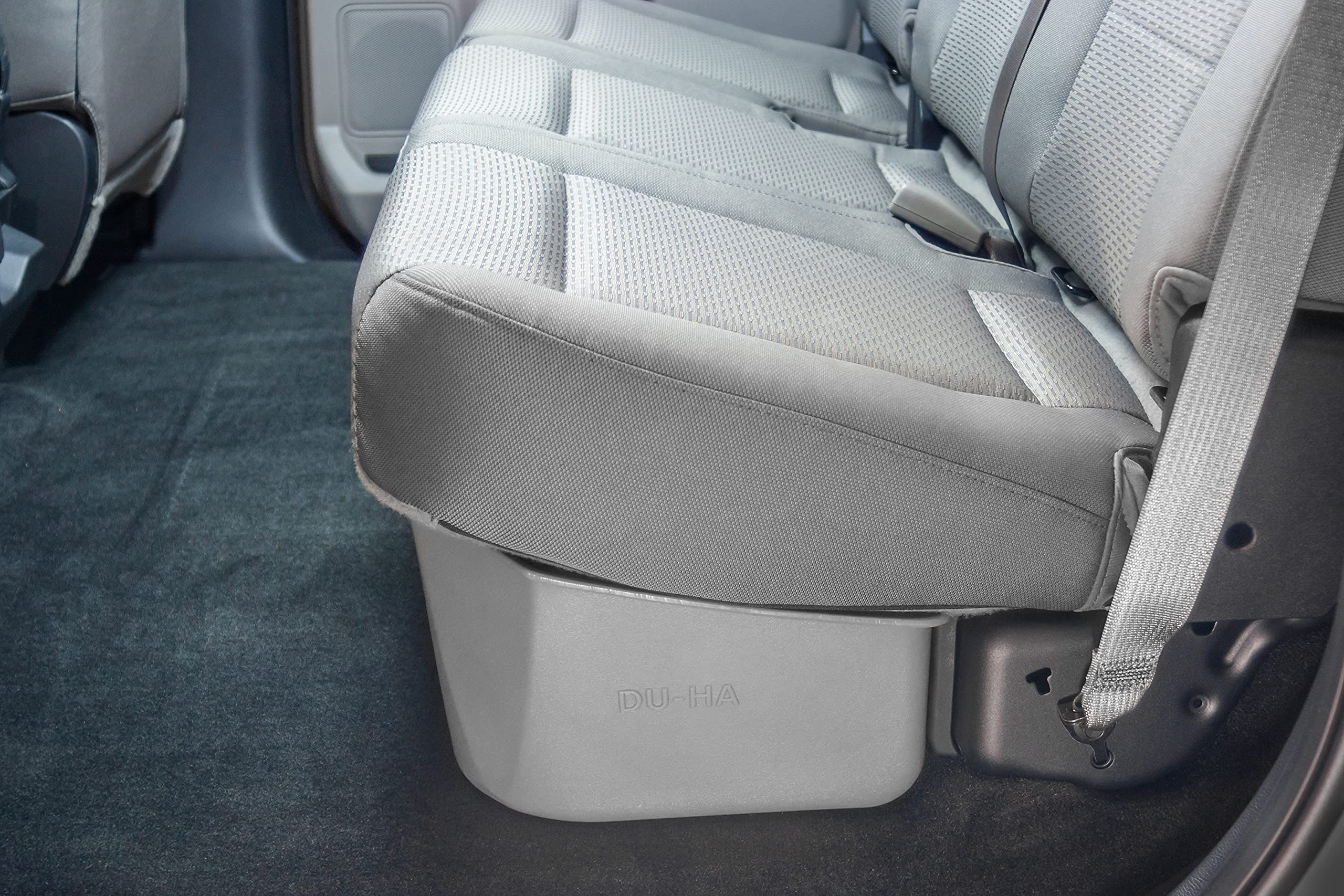 Under Seat Storage DuHa 20113 fits 2015-2025 Ford F150 SuperCrew & 2017-2025 Ford F250 F350 F450 F550 Super Duty Crew Cab | Brown Heavy-Duty Back Seat Organizer |Includes Dividers