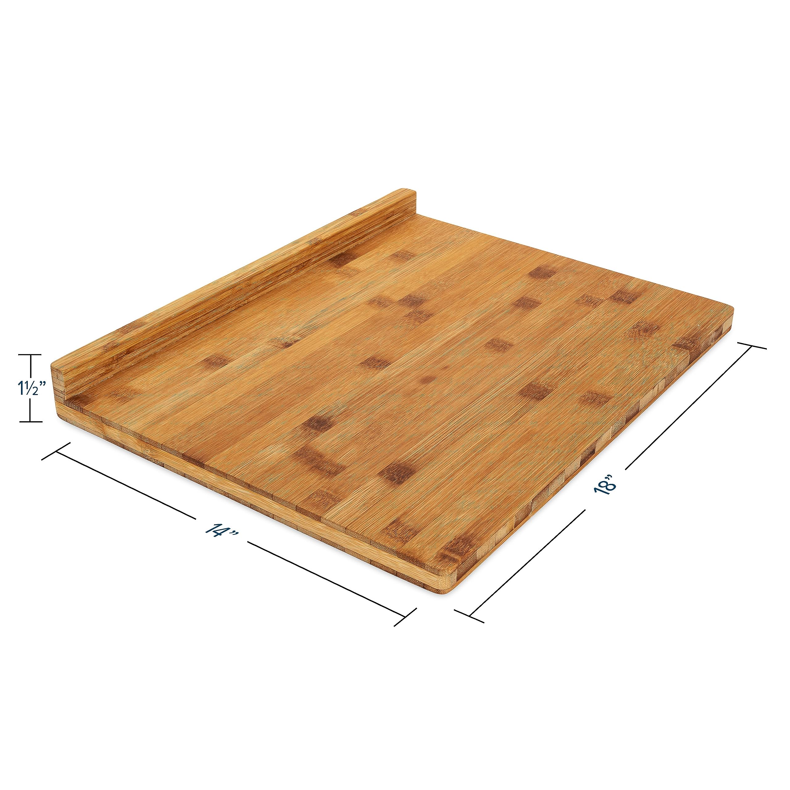 Bamboo Cutting Board Camco with Counter Edge | Perfect for Vegetables, Fruits, Meats, and Cheeses | Measures 18-inches x 14-inches x 1-3/4-inches (43545), Brown