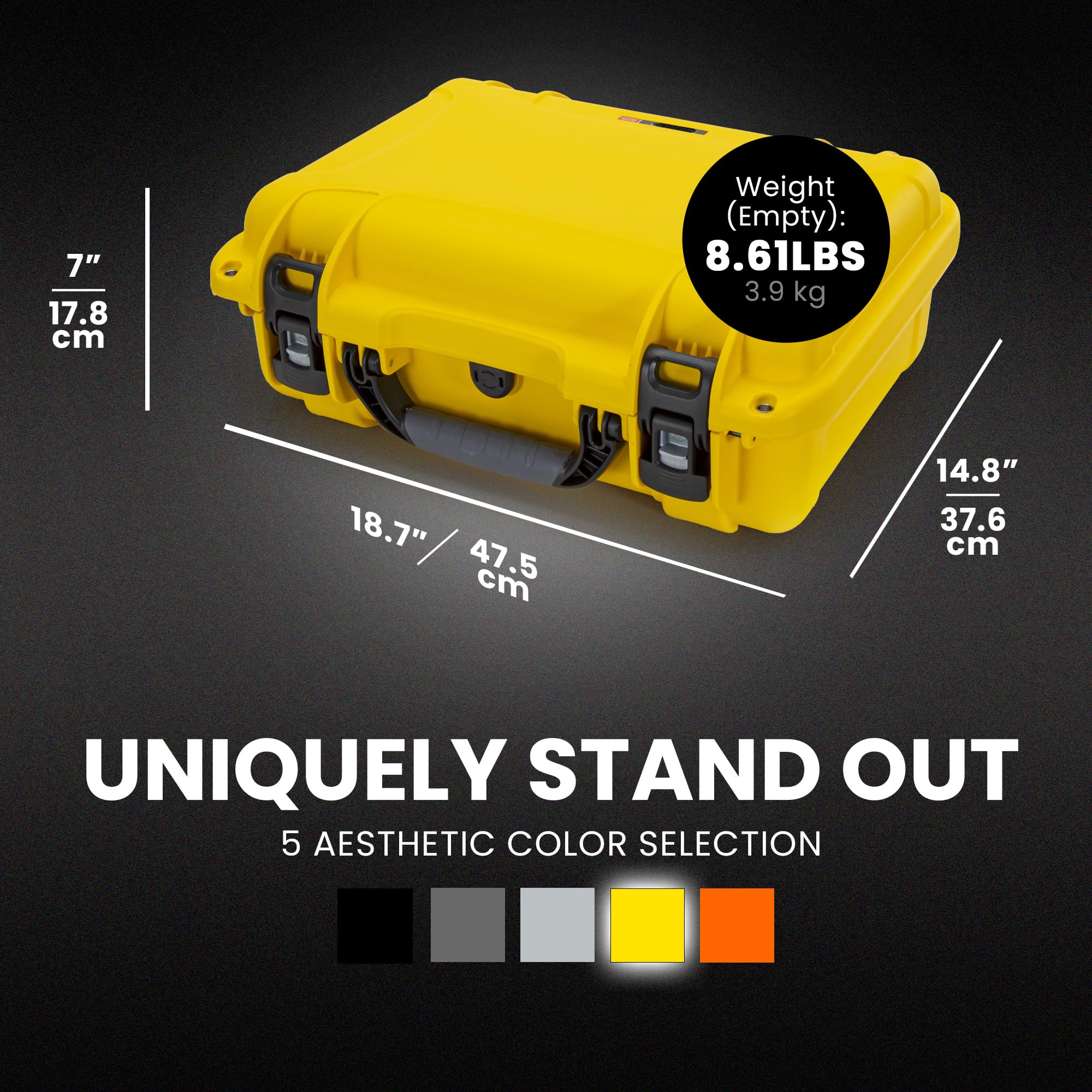 Pro Photo Kit Nanuk 925 – Waterproof Travel Camera Hard Case with Padded Dividers & Lid Organizer, 18.7” x 14.8” x 7”, Dustproof & Impact-Resistant Airline Carry-On Approved – Yellow
