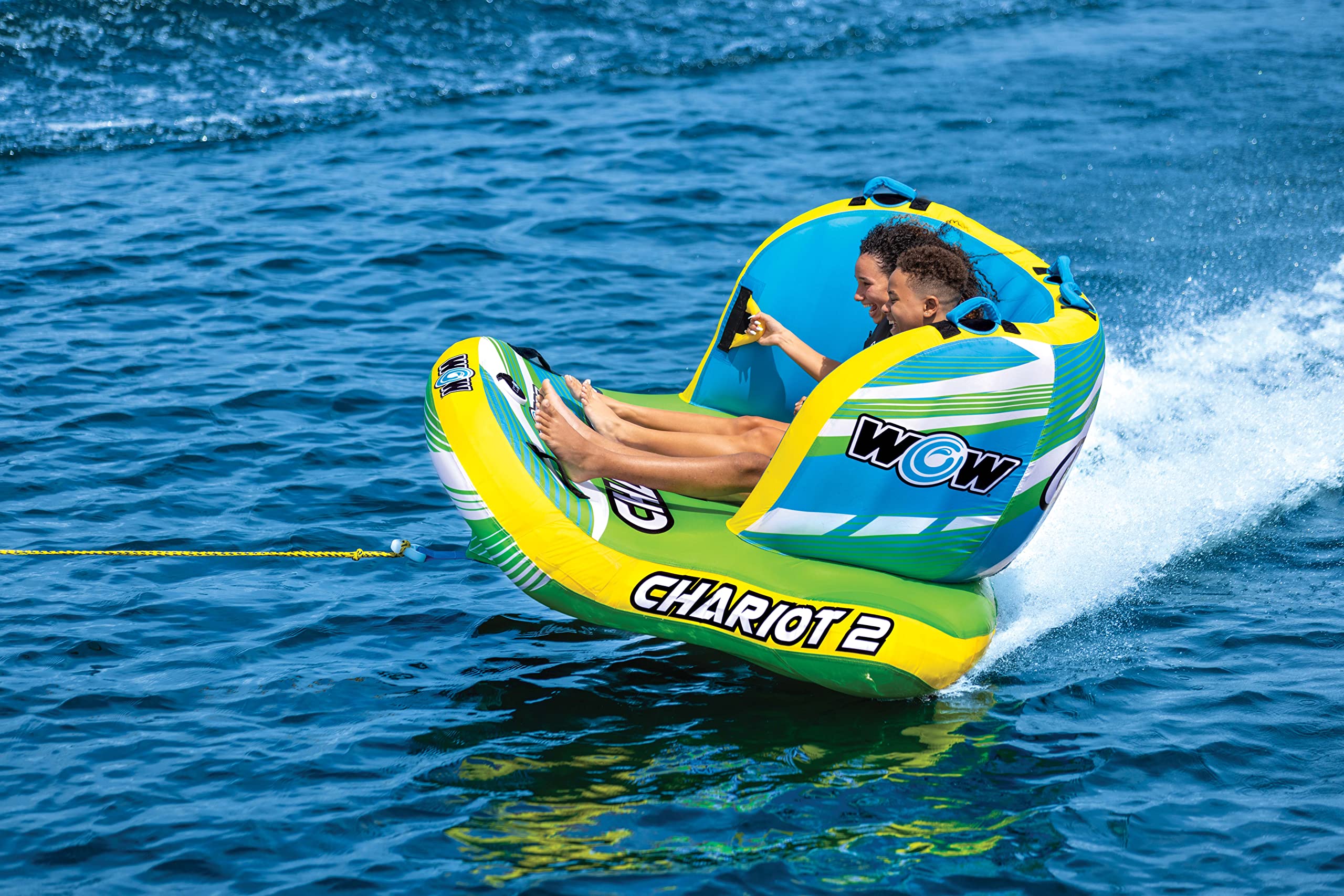 WOW Sports 2 Towable Tube Chariot for Boating - 1 to 2 Person Towable - Standing Tubes for Boating - Front and Back Tow Point