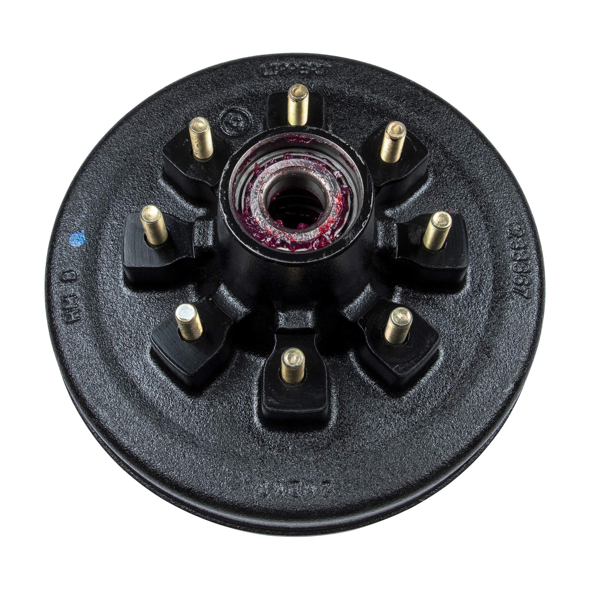 12" Lippert Replacement Brake Drum Hub Assembly for RVs with 7,000-lb. Axle; 8 on 6.5" Bolt Pattern, 1/2" Studs; Fully Assembled with Bearing Cones, Seals, Grease, Limited 1-Year Warranty - 814203