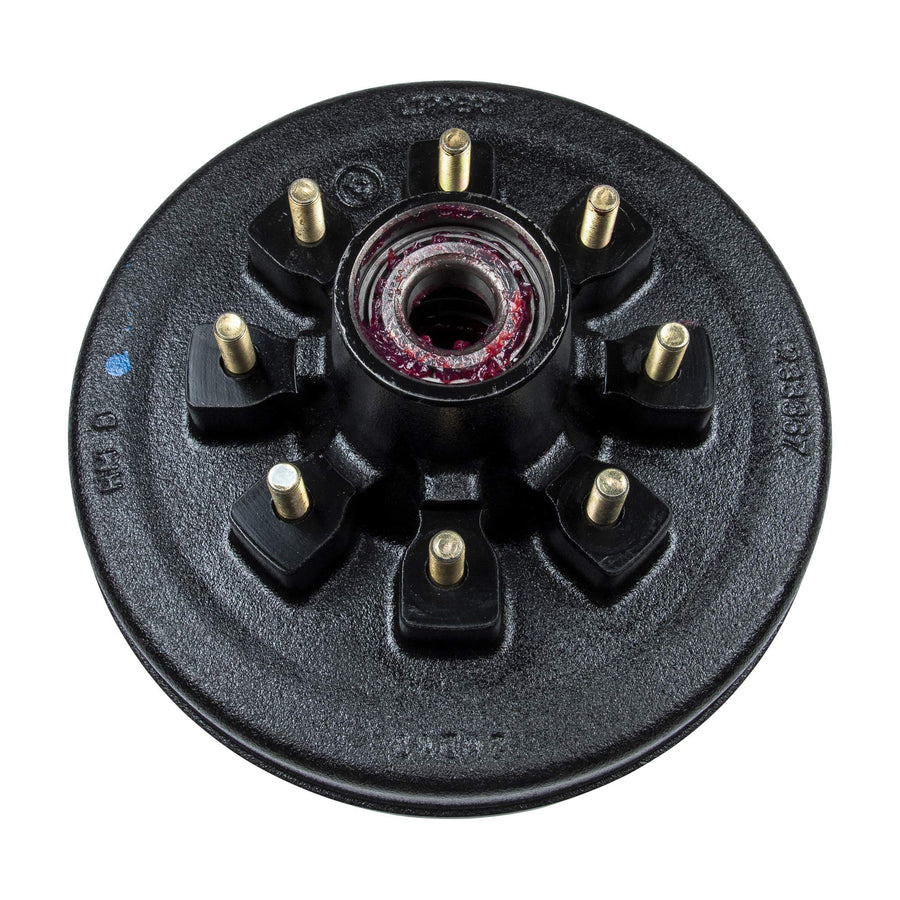 12" Lippert Replacement Brake Drum Hub Assembly for RVs with 7,000-lb. Axle; 8 on 6.5" Bolt Pattern, 1/2" Studs; Fully Assembled with Bearing Cones, Seals, Grease, Limited 1-Year Warranty - 814203