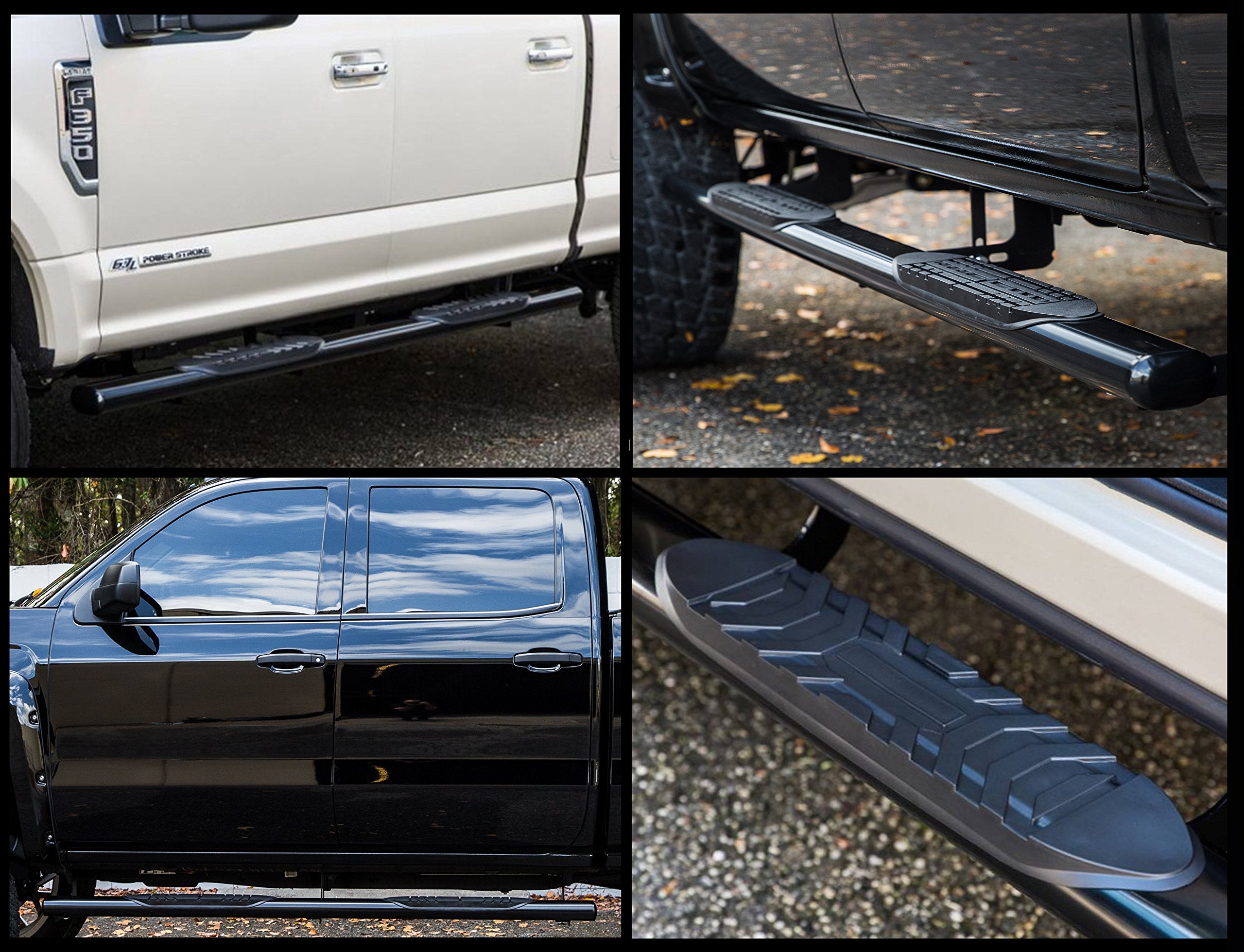 5" Black Steel Ionic Oval Nerf Bars (fits) 2019-Up Dodge Ram 1500 Quad Cab (New Body / 6 lugs per Wheel) Only Truck Side Steps (423809B) Will NOT FIT The Classic Model