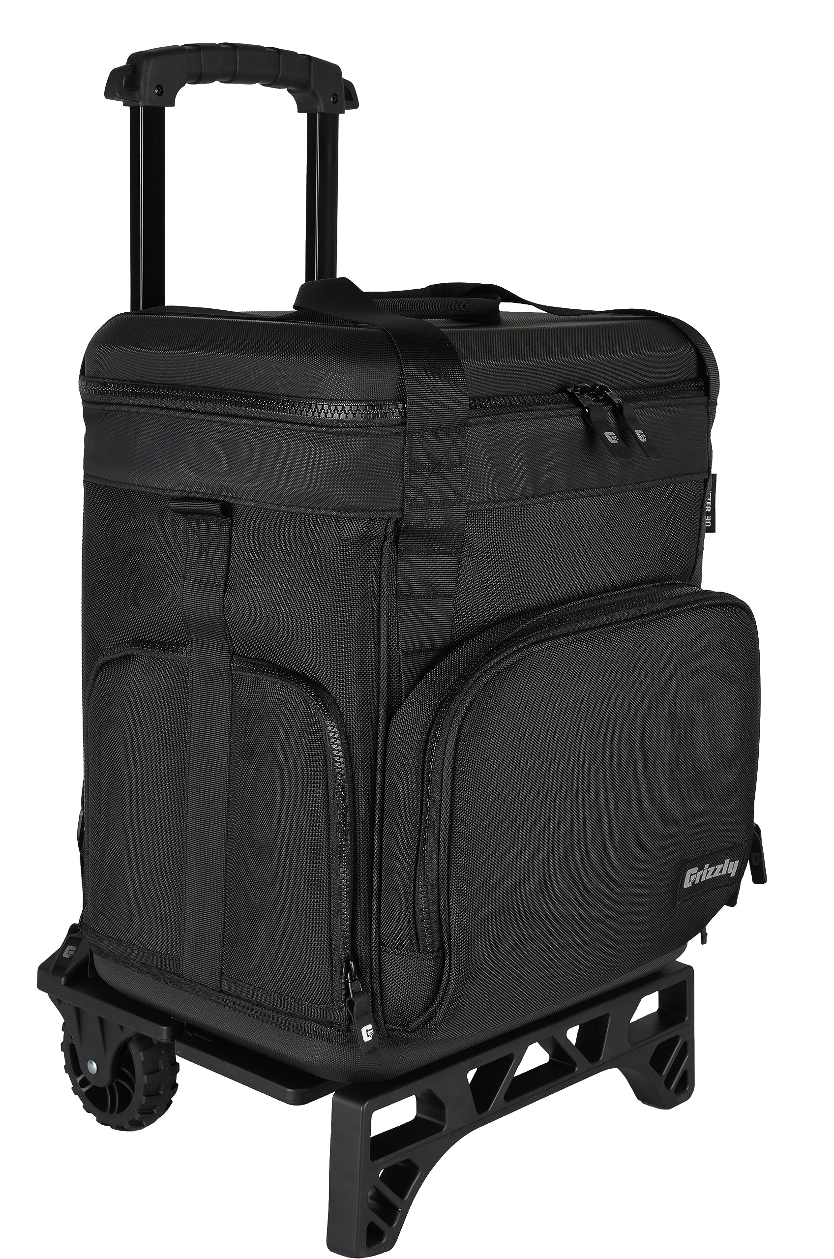 30 Wheeled Grizzly Drifter Soft Sided Cooler | 30 qt Cooler Bag | Ice Chest for Beach Boat Camping Car Fishing Golf Hiking Hunting Lunch | Lightweight Wheeled Portable Insulated Water | Blackout