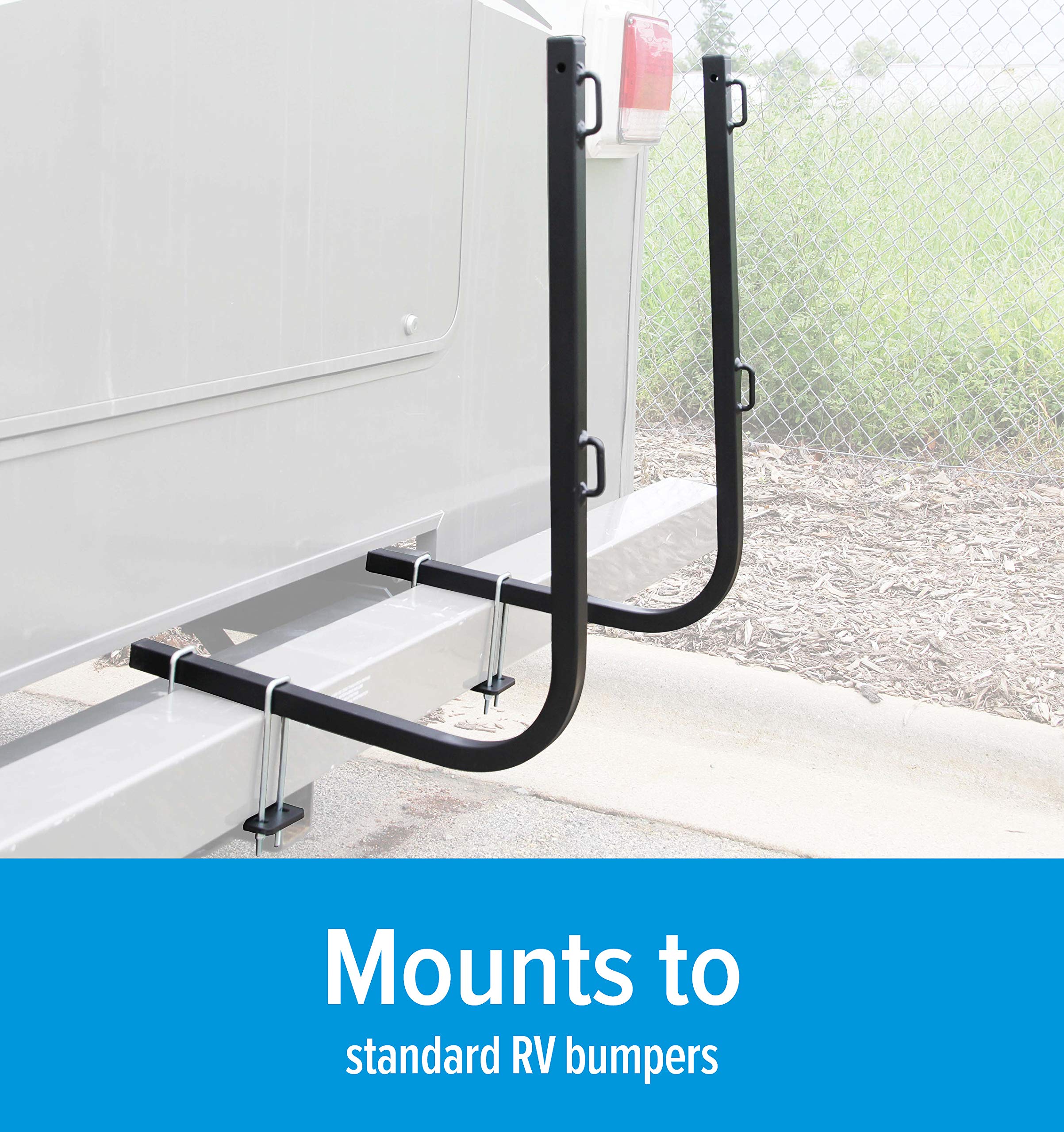 Rhino Camco RV Bumper Mount Tote Tank Holder - Features a Powder-Coated Steel Construction, Heavy-Duty Straps, and Fits Both 4-inch and 4-1/2-inch Bumpers (39010)