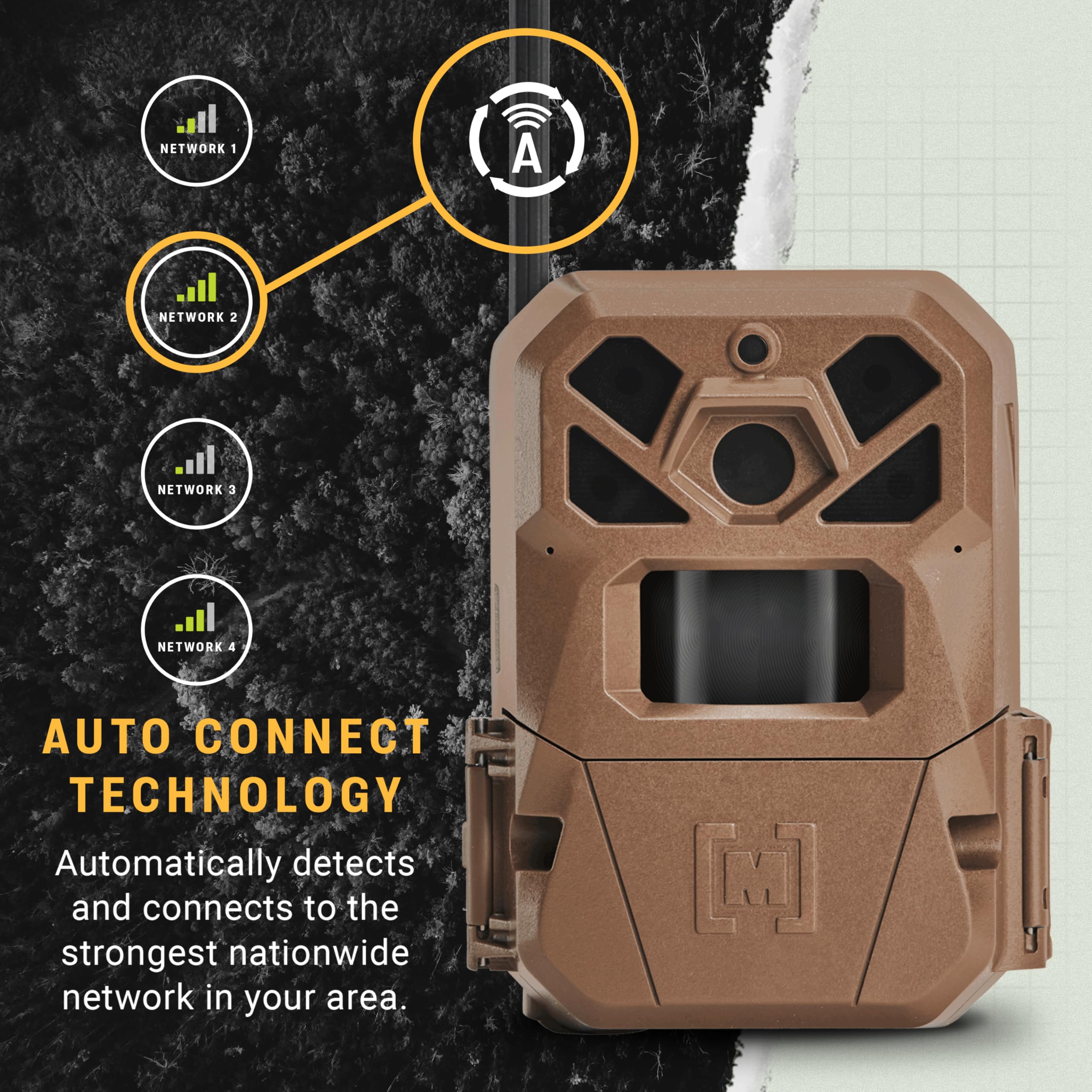 Moultrie 2 Edge Cellular Trail Camera - Auto Connect Nationwide 4G LTE - On Demand 36MP Photo - 1080P Video with HD Audio - 100 Ft Detection Range - Low Glow Flash