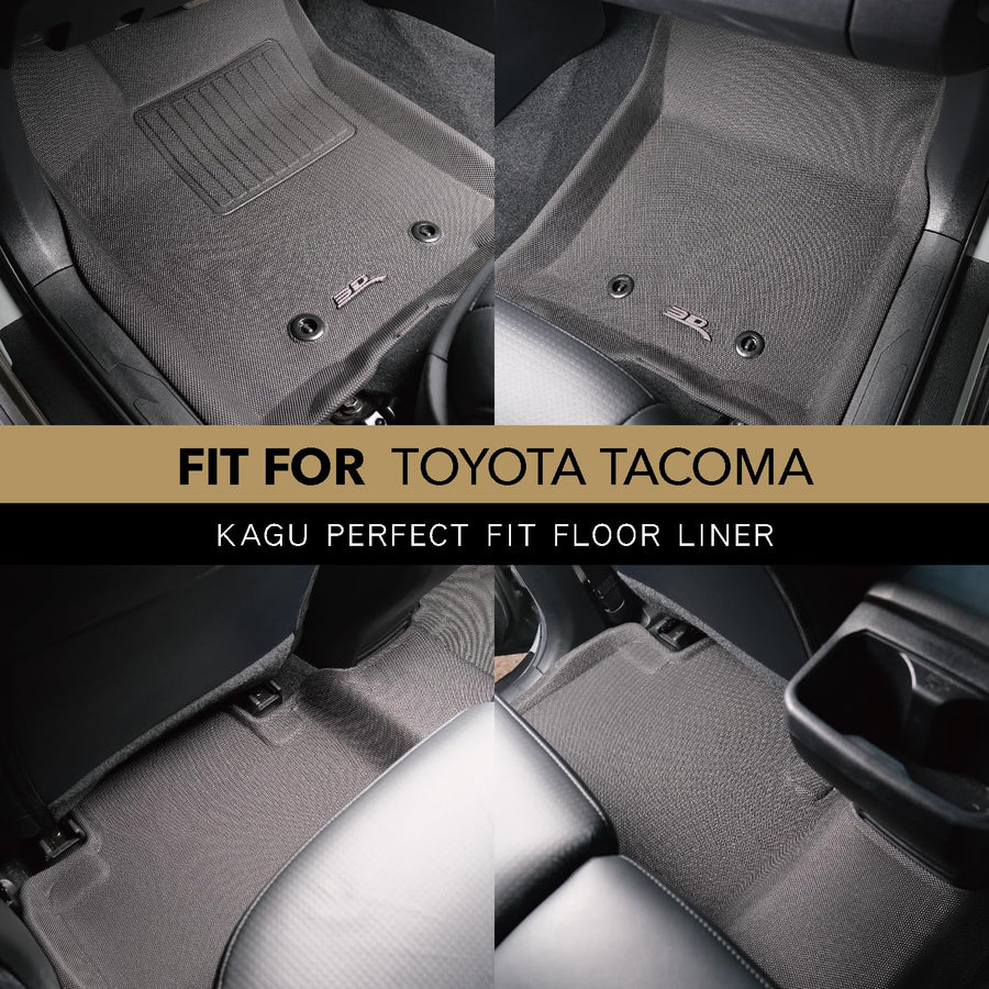 MAXpider 3D Custom Fit Kagu Floor Mat (Black) Compatible with Toyota Tacoma Double Cab 2018-2023 - R1 R2
