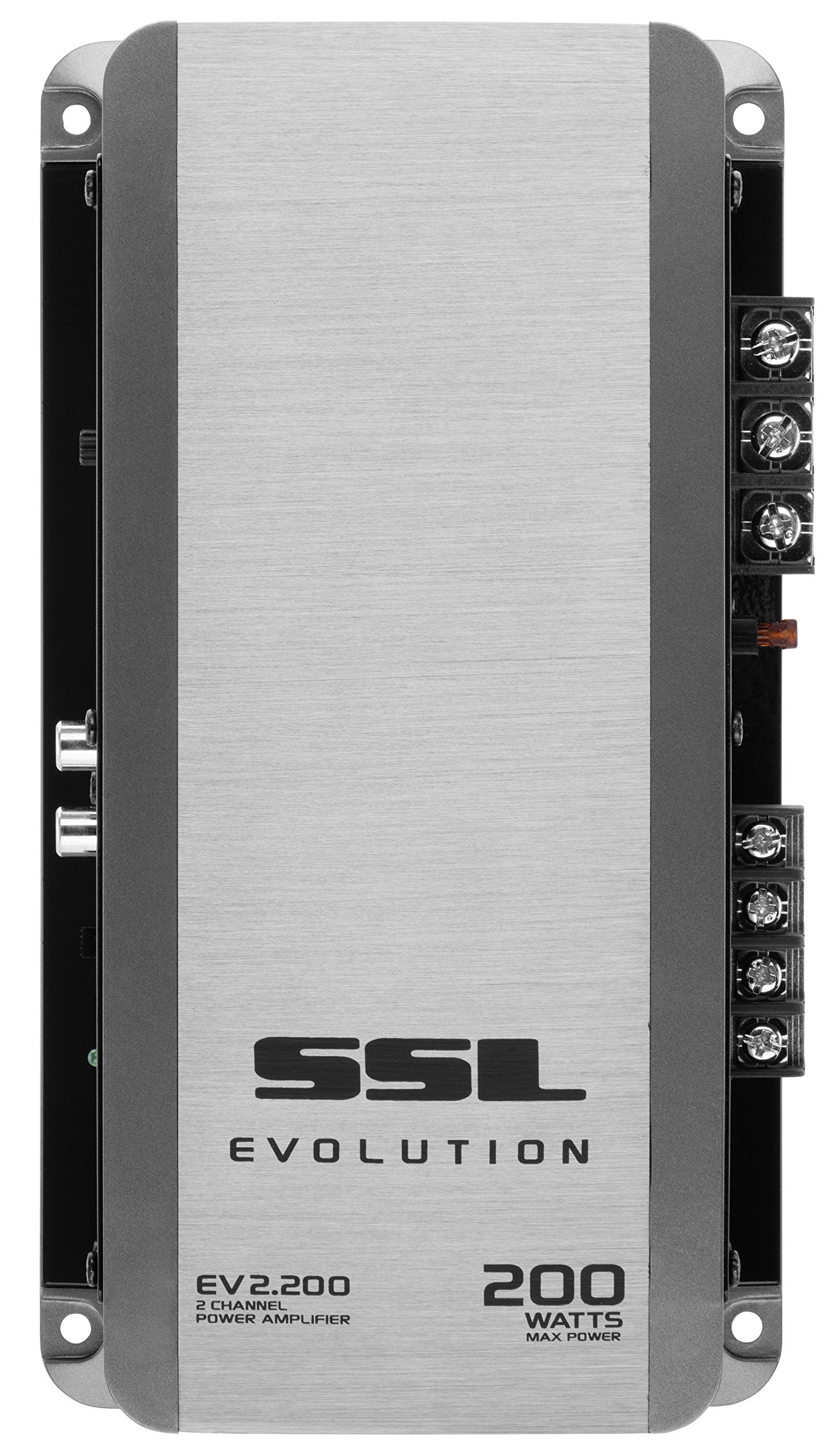 Sound Storm EV2.200 Laboratories 2 Channel Car Audio Amplifier - 200 High Output, 2-8 Ohm Stable, High/Low Level Inputs, Hook Up to Subwoofer for Bass