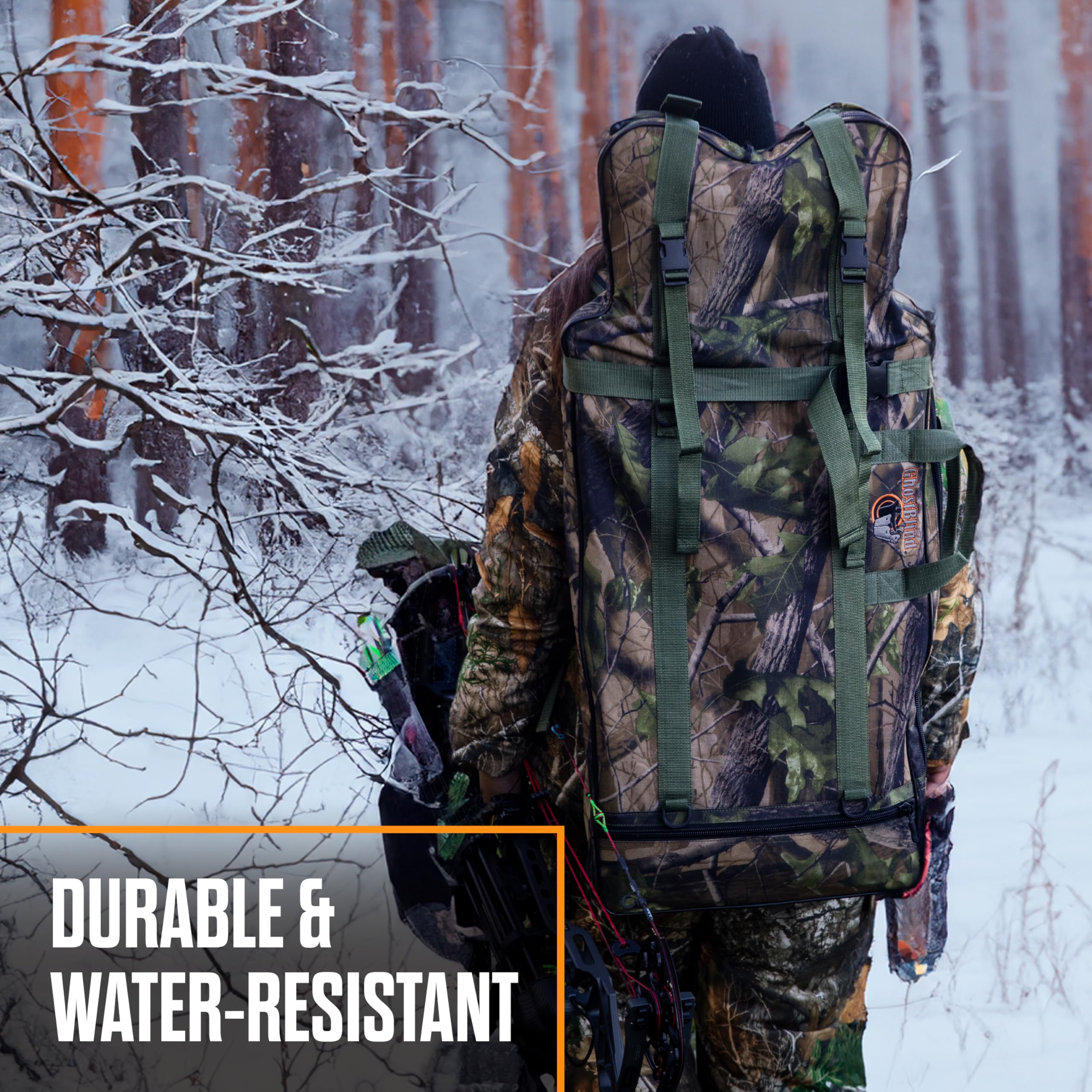Phantom Hunting Blind Backpack GhostBlind, Durable and Water Resistant, Woodland Camo Print