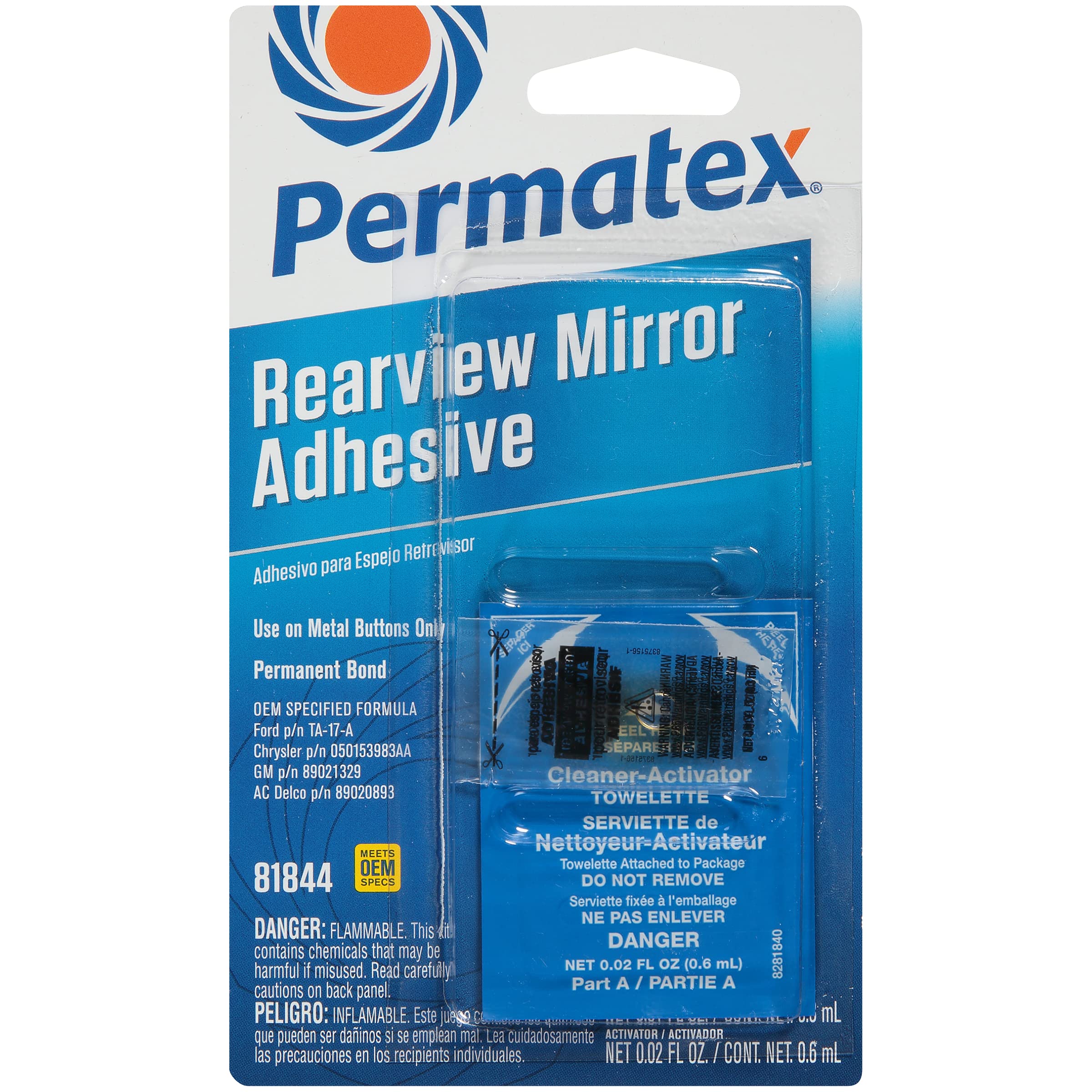 Rearview Mirror Adhesive Permatex, Adhesive .3ml/Primer .6ml (81844)