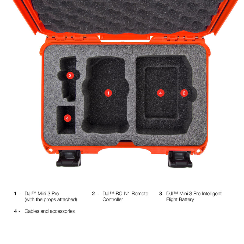 Waterproof Hard Case Nanuk 909 with Custom Insert for DJI Mini 3 and RC-N1 Remote - Orange (909S-080OR-0A0-C0598)