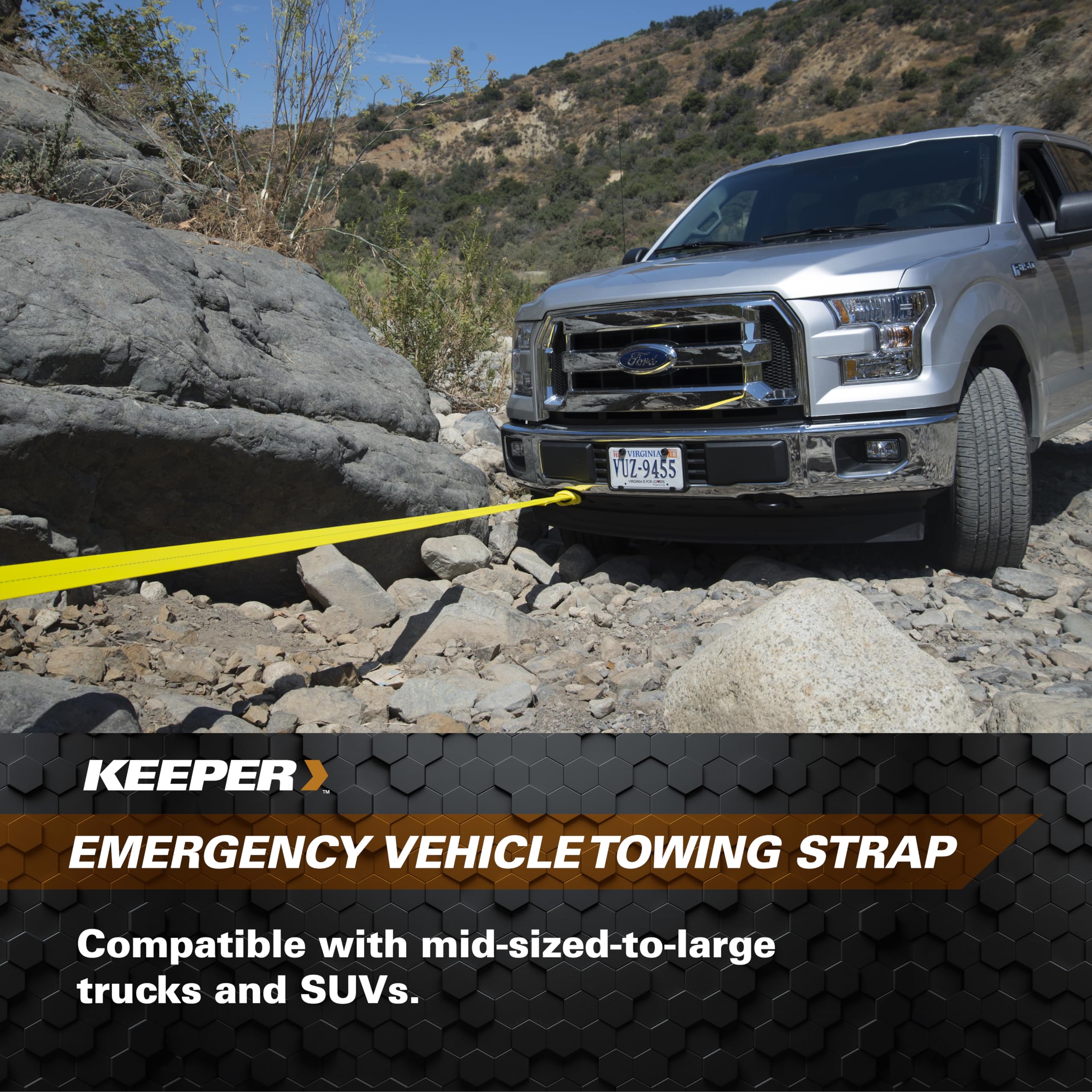 Tow Straps Keeper Heavy Duty with Loops - 3" x 20' Towing and Recovery Rope, 22,500 lbs Break Strength - Designed for Trucks, SUVs, and Off-Road Recovery