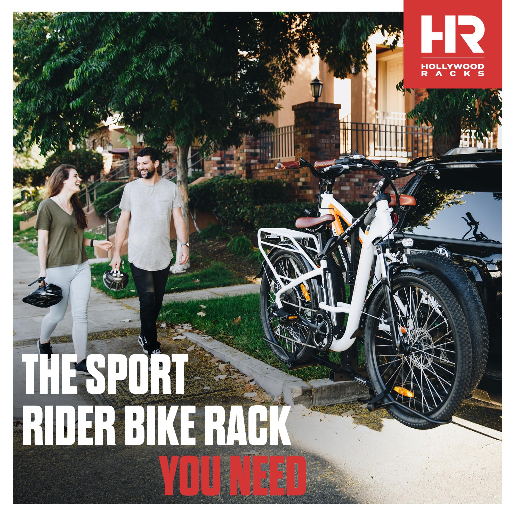 2" Hitch Bike Rack Hollywood Racks Sport Rider, Carries 2 Bikes up to 80 lbs Each for Standard, Fat Tire and Electric Bicycles - Heavy Duty, Foldable Ebike Rack for Car, Truck, and SUV