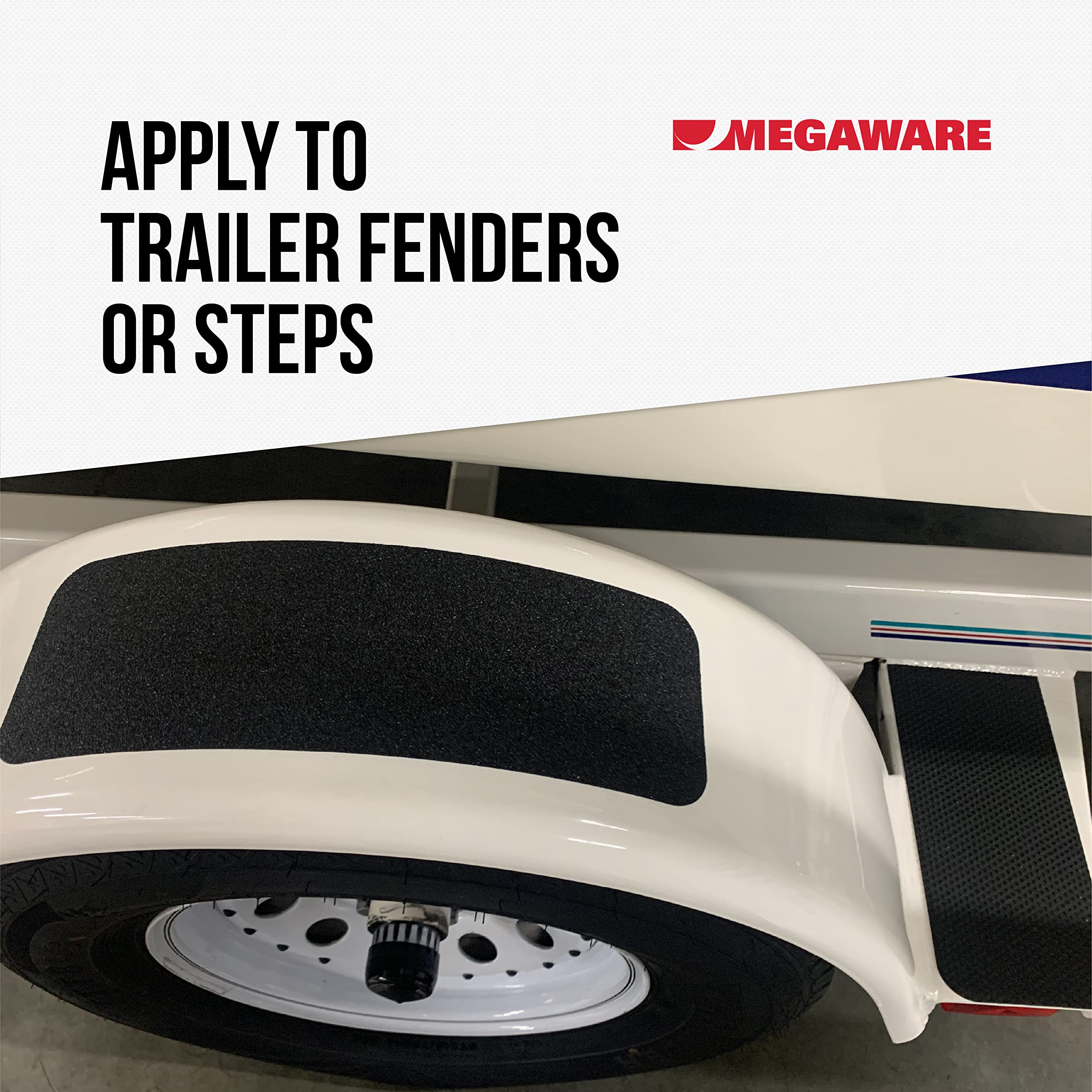 GripGuard MEGAWARE - Anti-Slip Traction Grip Tape - 2 Pack, Pre-Cut Safety Tape for Trailer Fenders and Steps - Prevents Slips and Falls (15" x 5")