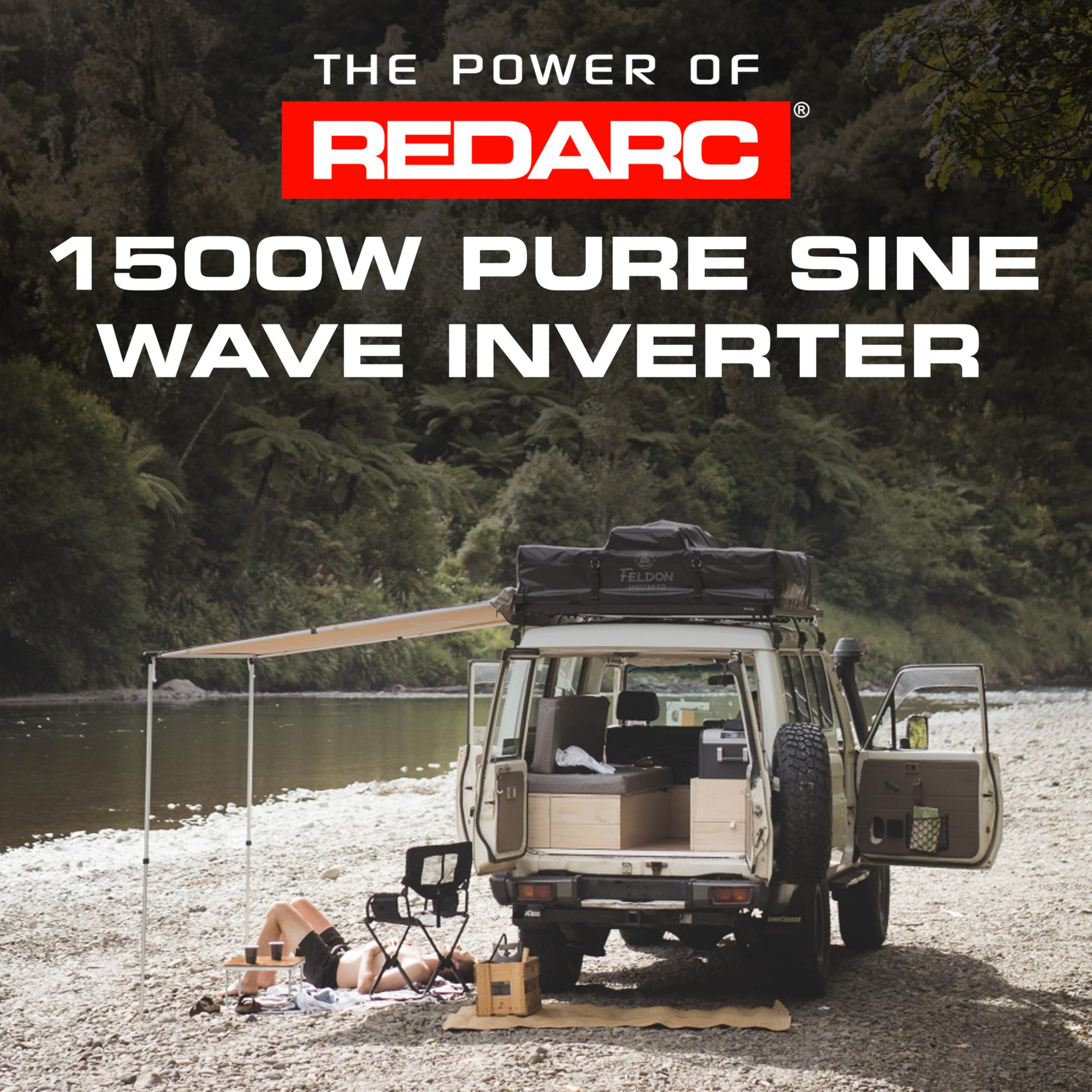 1500W REDARC Pure Sine Wave Inverter, 12V DC to 110 / 120V AC Power Converter, Portable Power Inverter, Connects to Car Battery System, Adapter for Camper, RV, Truck, Off-Grid Camping