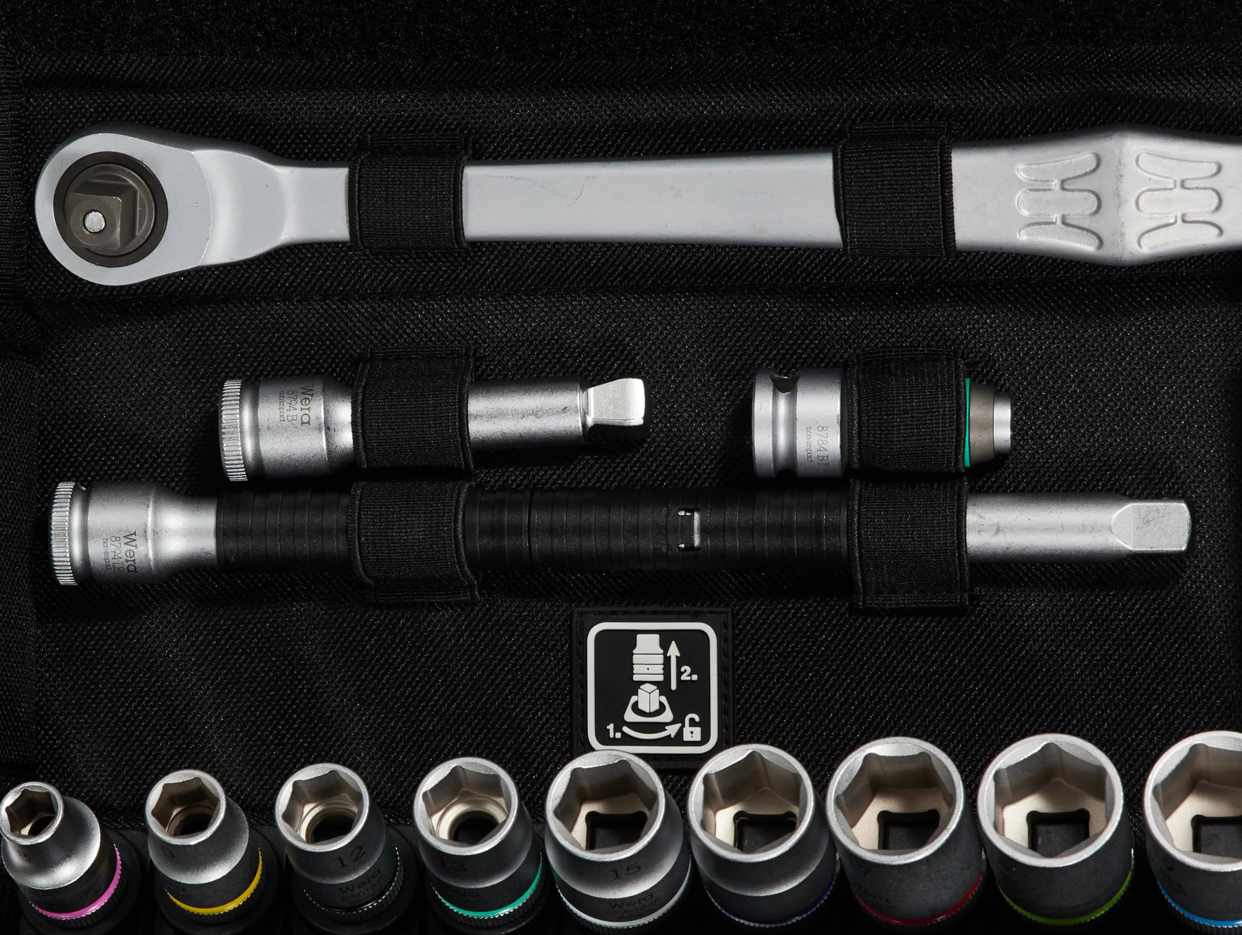 WERA 05004048001 8100 SB Zyklop Metal Ratchet Set with Lever Switch, 3/8" Drive, Metric, 29 Pieces 4013288173928