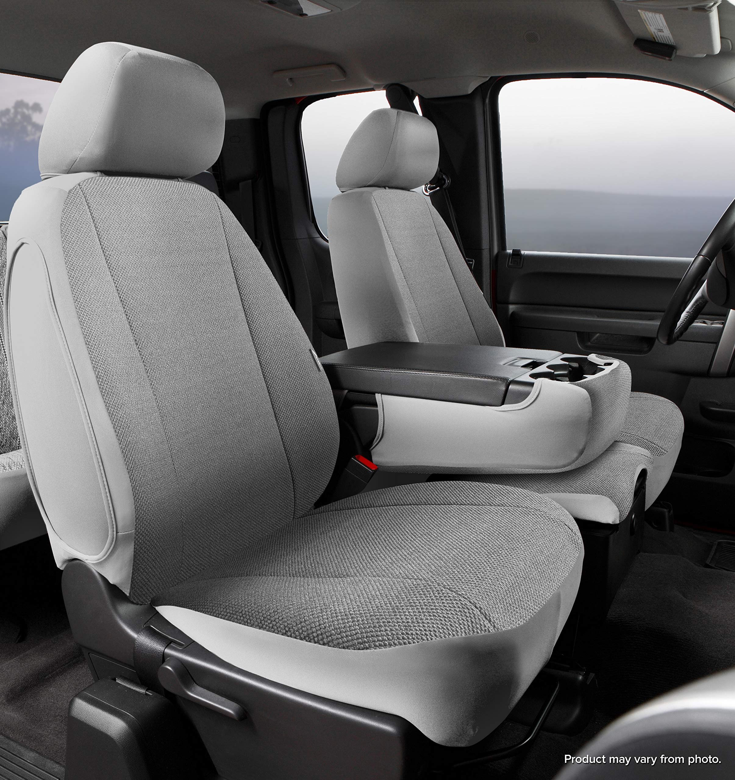 Gray Fia TRS48-36 Custom Fit Front Seat Cover Split Seat 40/20/40 - Saddle Blanket (Solid Gray)