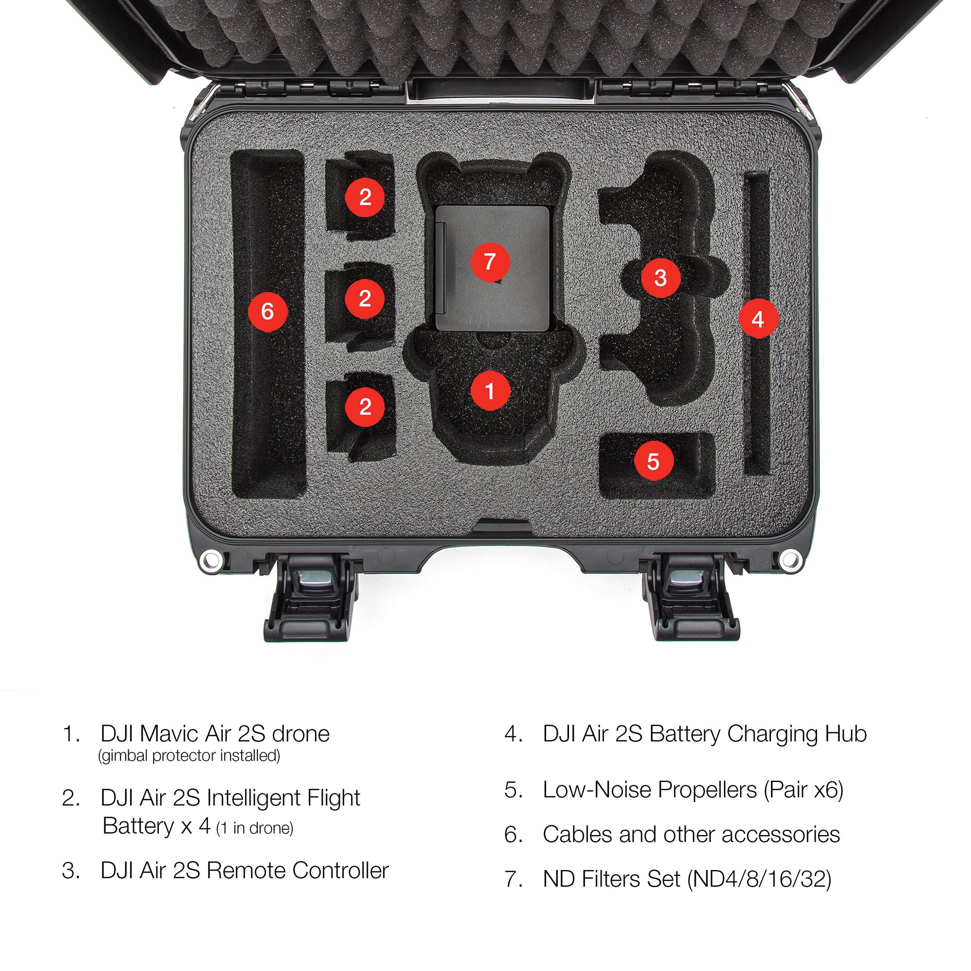Nanuk Hard Case Waterproof with Foam Insert for DJI Air 2S Fly More Combo - Black 915-MAVIA2S1