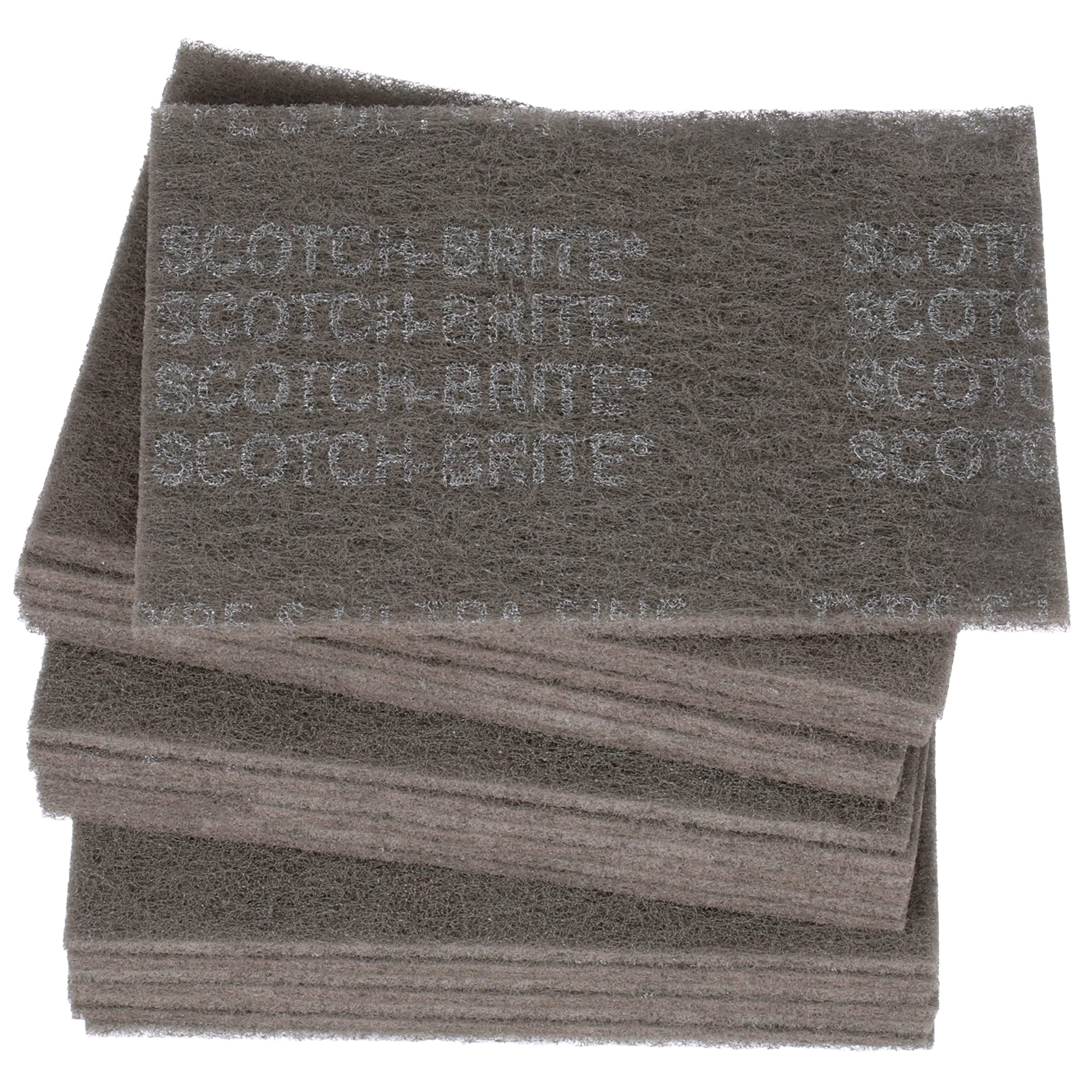 3M Ultra Fine Grade Scotch-Brite Hand Pad 07448, Case of 20, 6 in x 9 in Hand Pads, Nonwoven Silicon Carbide, Surface Preparation, Scuffing, and Cleaning, Gray (Pack of 20)