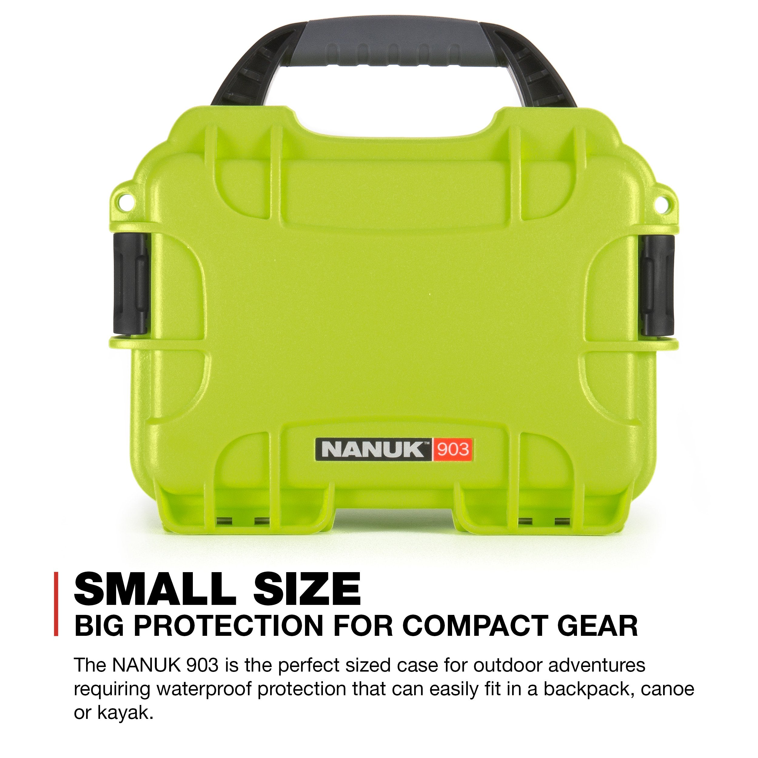 Small Nanuk 903 Waterproof Hard Case with Foam Insert 9.1" x 6.8" x 3.8" - Lime (903-1002)