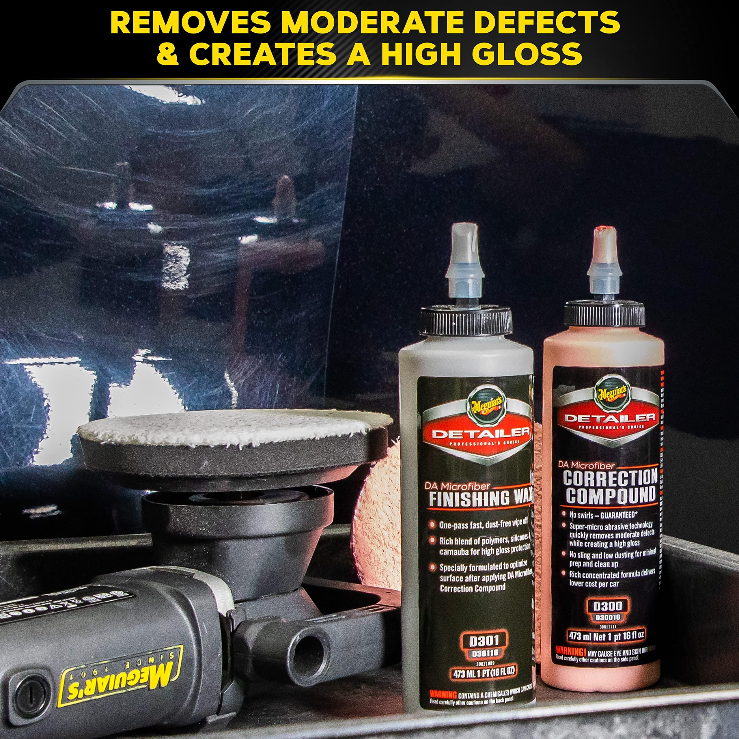 Meguiar's 5" DA Microfiber Correction System Starter Kit, Complete Paint Correction Kit with Cutting Discs, Backing Plate, Correction Compound, Finishing Wax, and More