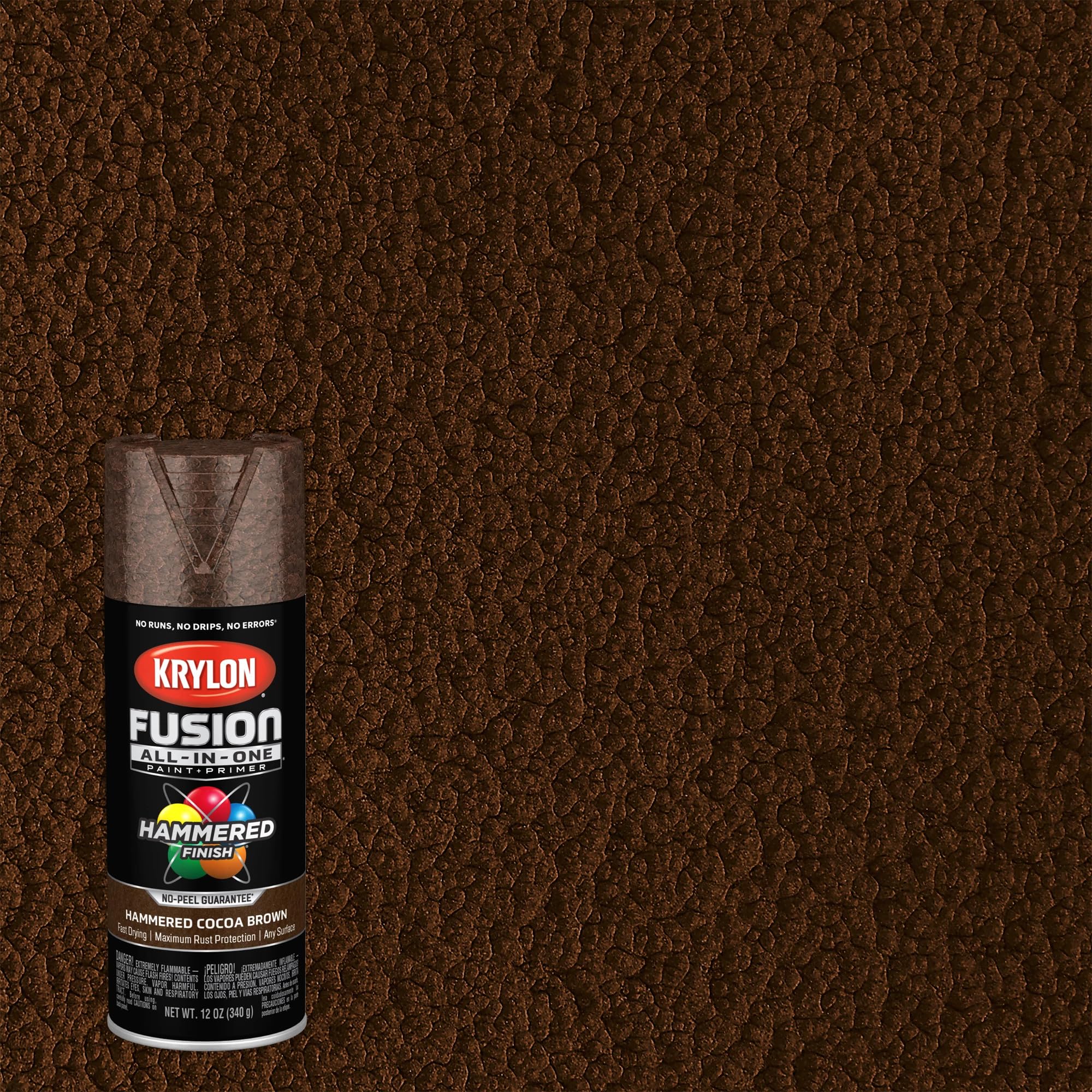 Krylon All-In-One Adhesive Hammered Finish Spray Paint for Indoor/Outdoor Use, 12 oz, Cocoa Brown