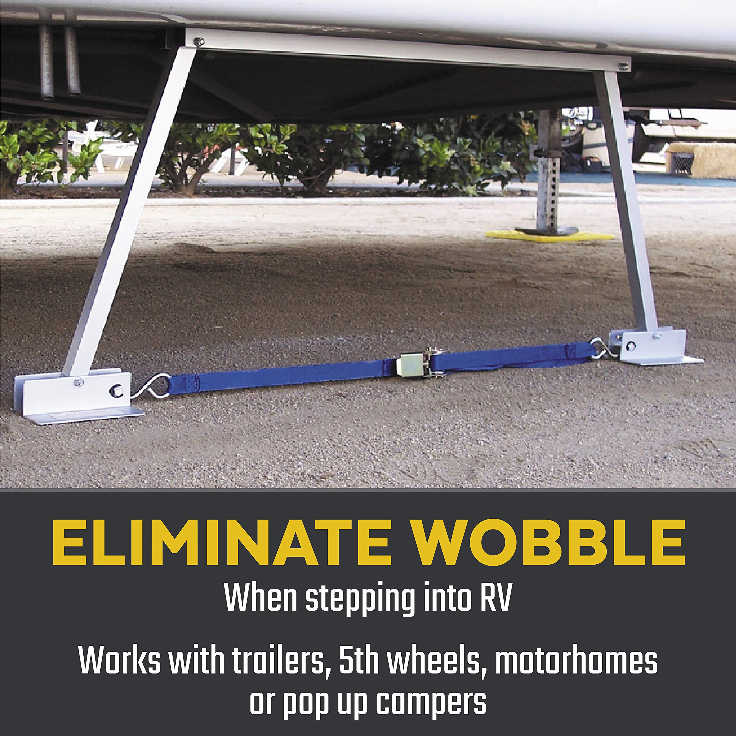 Valterra RV Universal Stabilizer Stop the Sway and Wobble, Adjustable to Fit 14-Inch to 28-Inch Frame to Ground, Compact Design with Storage Bag