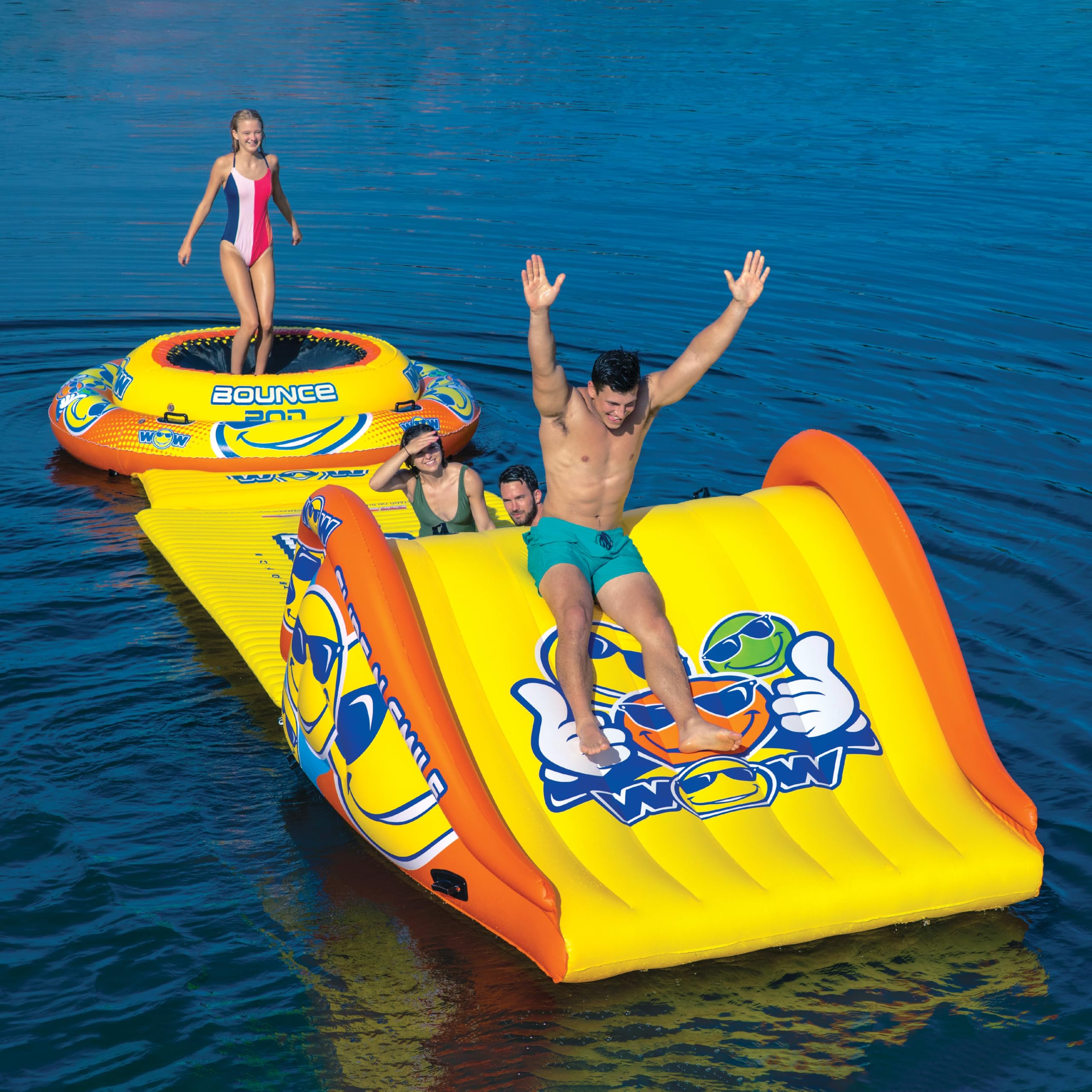 WOW Sports Inflatable Bounce Pad World of Watersports, 4Ft Bouncing Area, Yellow, 20-2030
