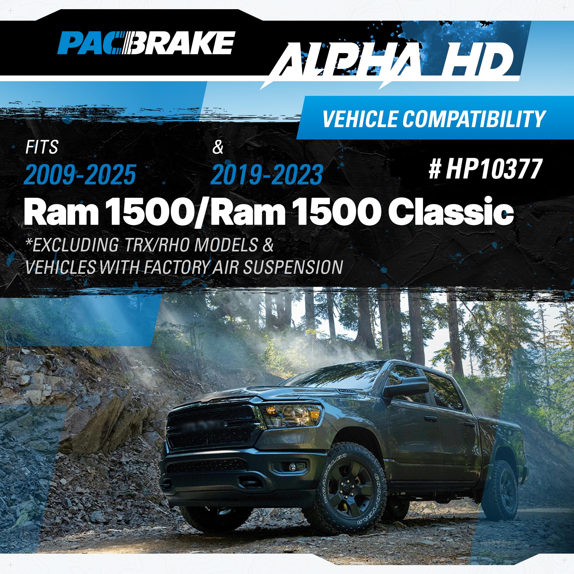 Pacbrake ALPHA HD HP10337 Rear Air Suspension Kit 2009-2025 RAM 1500 & 2019-2023 RAM 1500 Classic excluding TRX/RHO Models and vehicles with Factory Air Suspension
