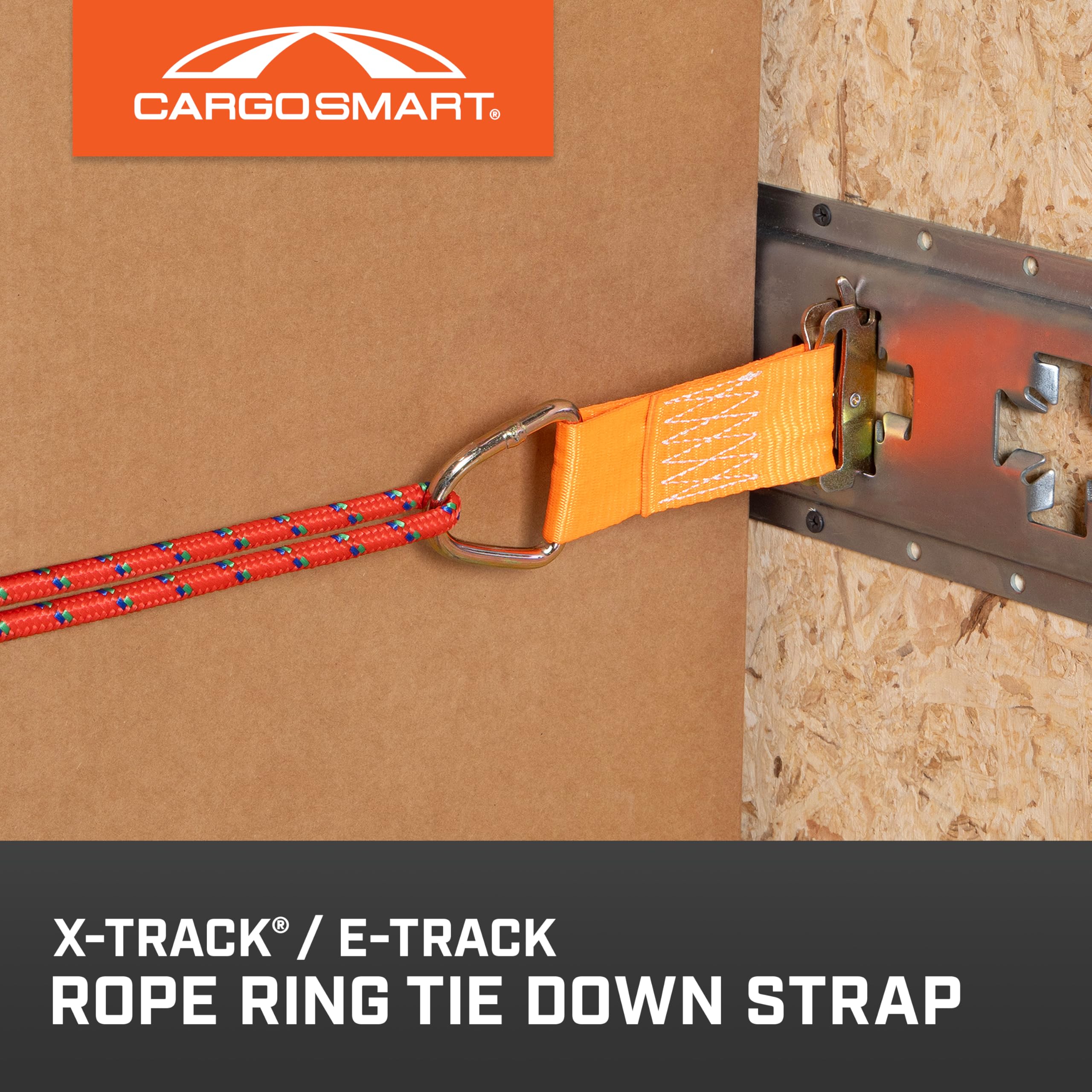 Rope Ring 2" x 6" 2,000 lbs X-Track/E-Track Tie Down Strap 1 Pk Orange